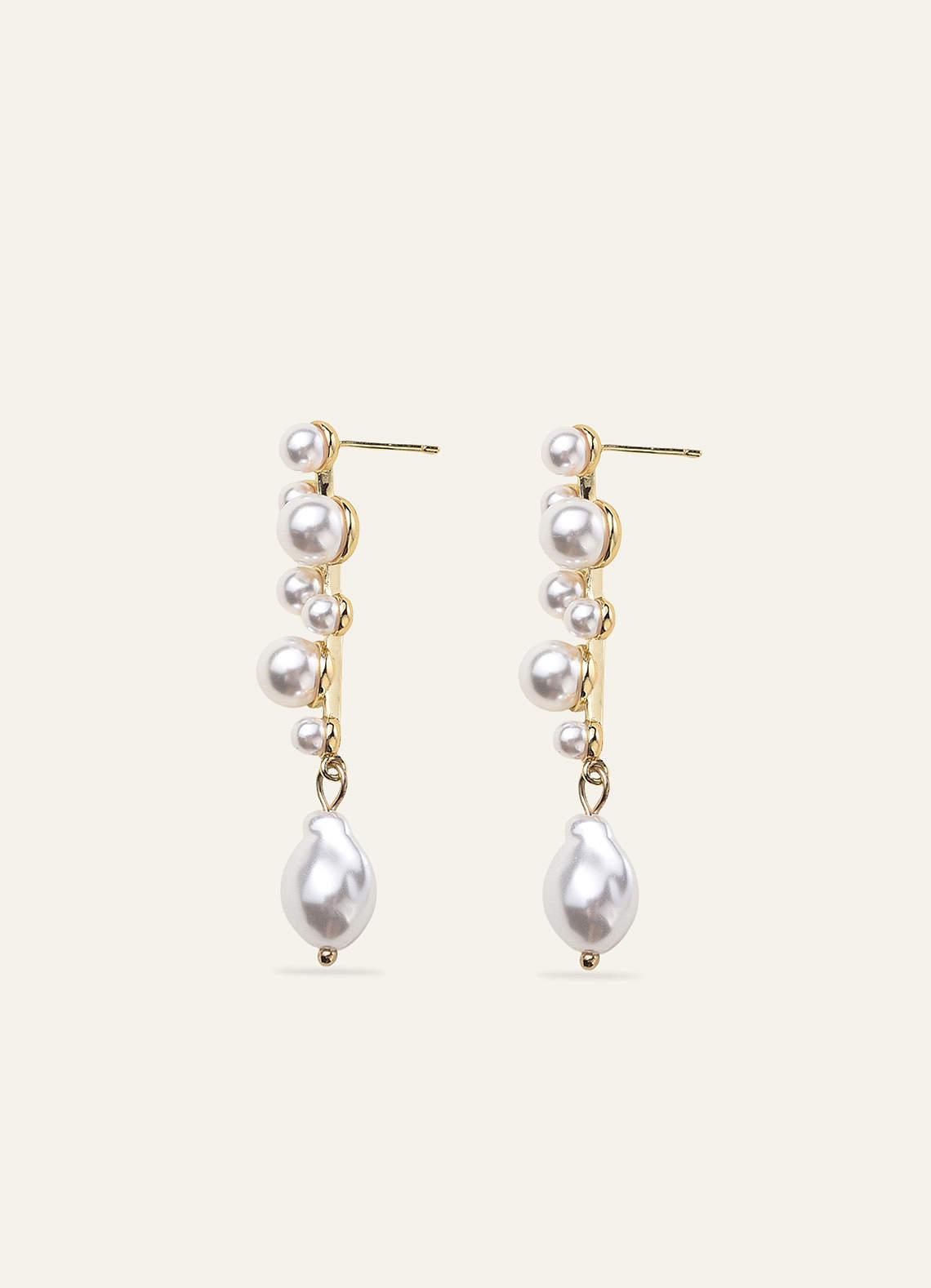 front Pearl Chandelier Earrings