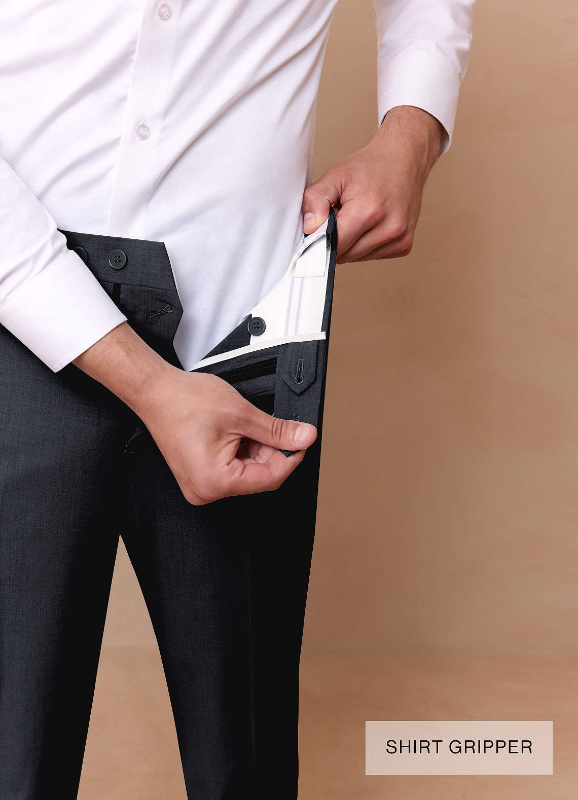 front Savile Charcoal Wool Blend Dress Pants