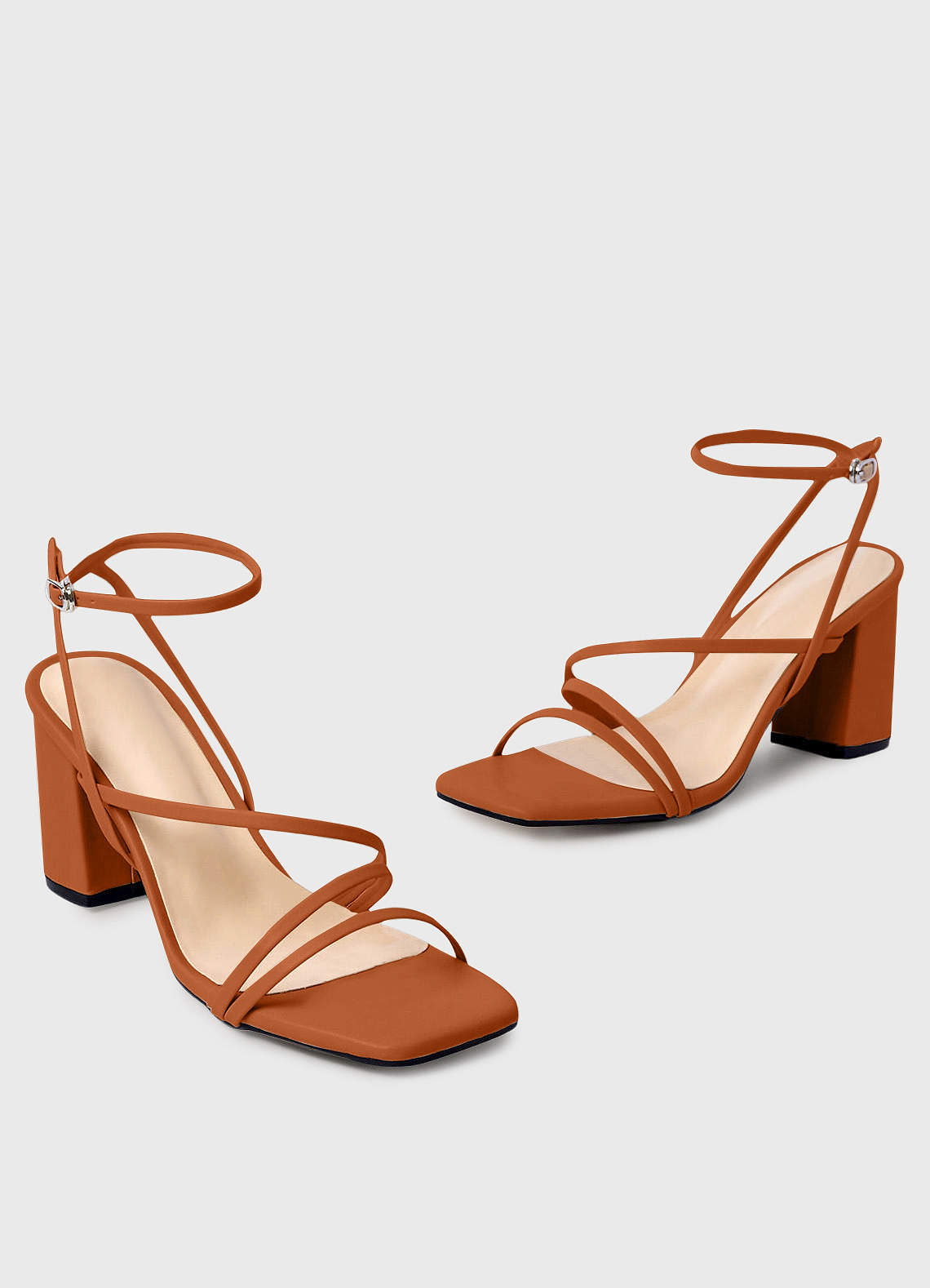 front Ankle Strap Block Heel Sandals