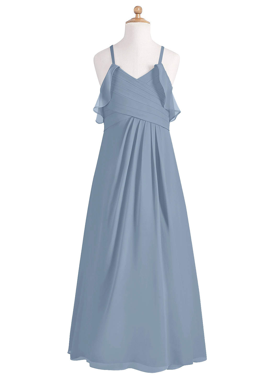 Azazie Dakota Junior Dusty Blue A-Line Off the Shoulder Chiffon Dress image8
