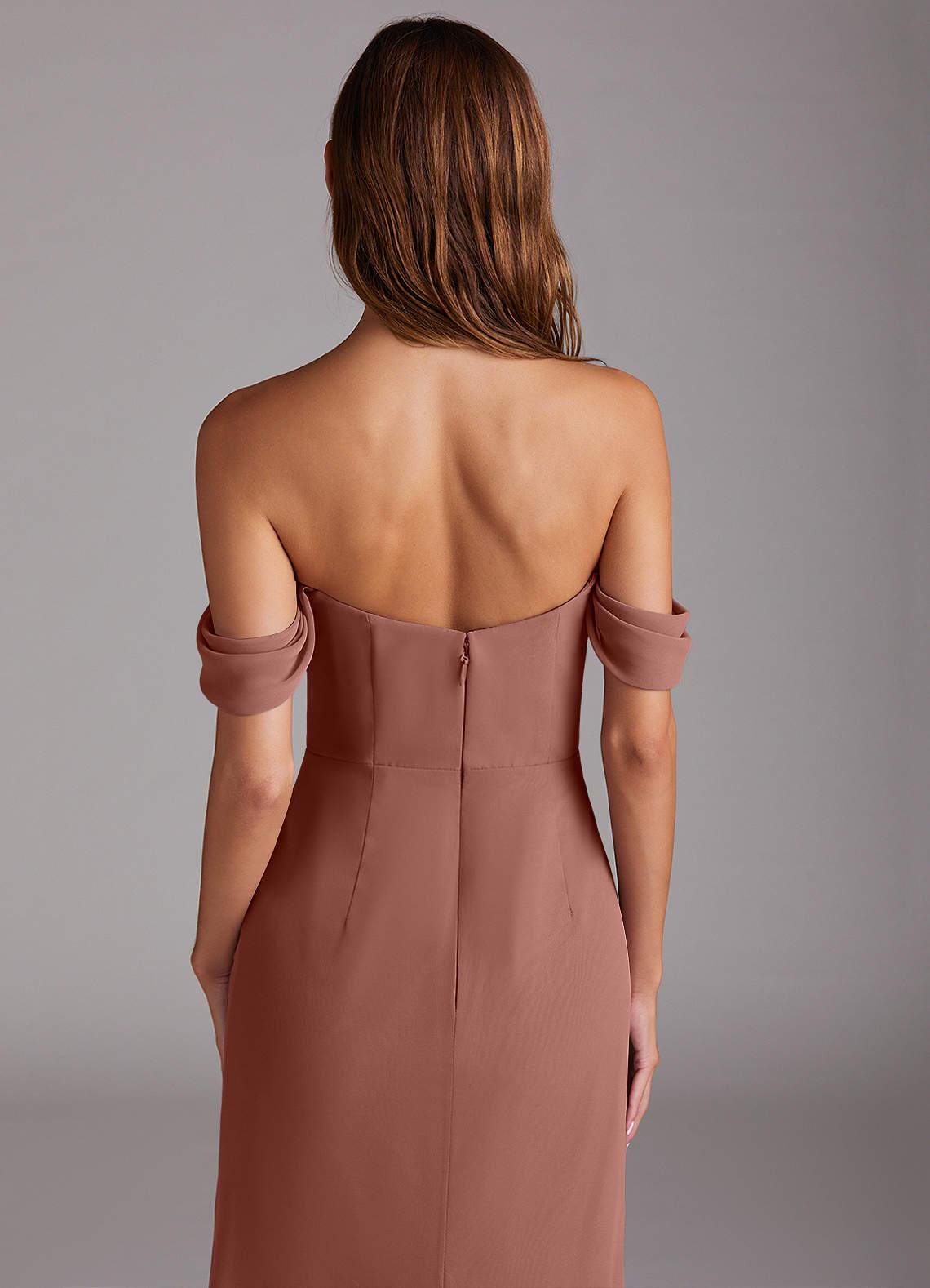 Azazie Saige Bridesmaid Dresses Cedar Rose A-Line Off the Shoulder Chiffon Convertible Dress image5