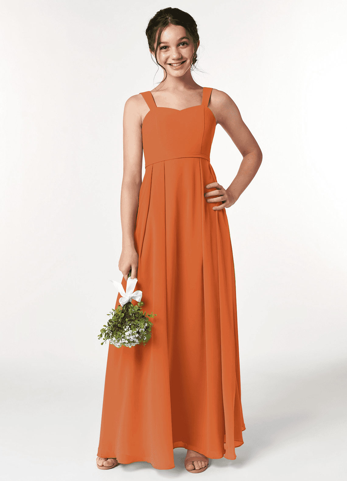 Azazie Simoan Junior Cinnamon A-Line Sweetheart Neckline Chiffon Dress image1