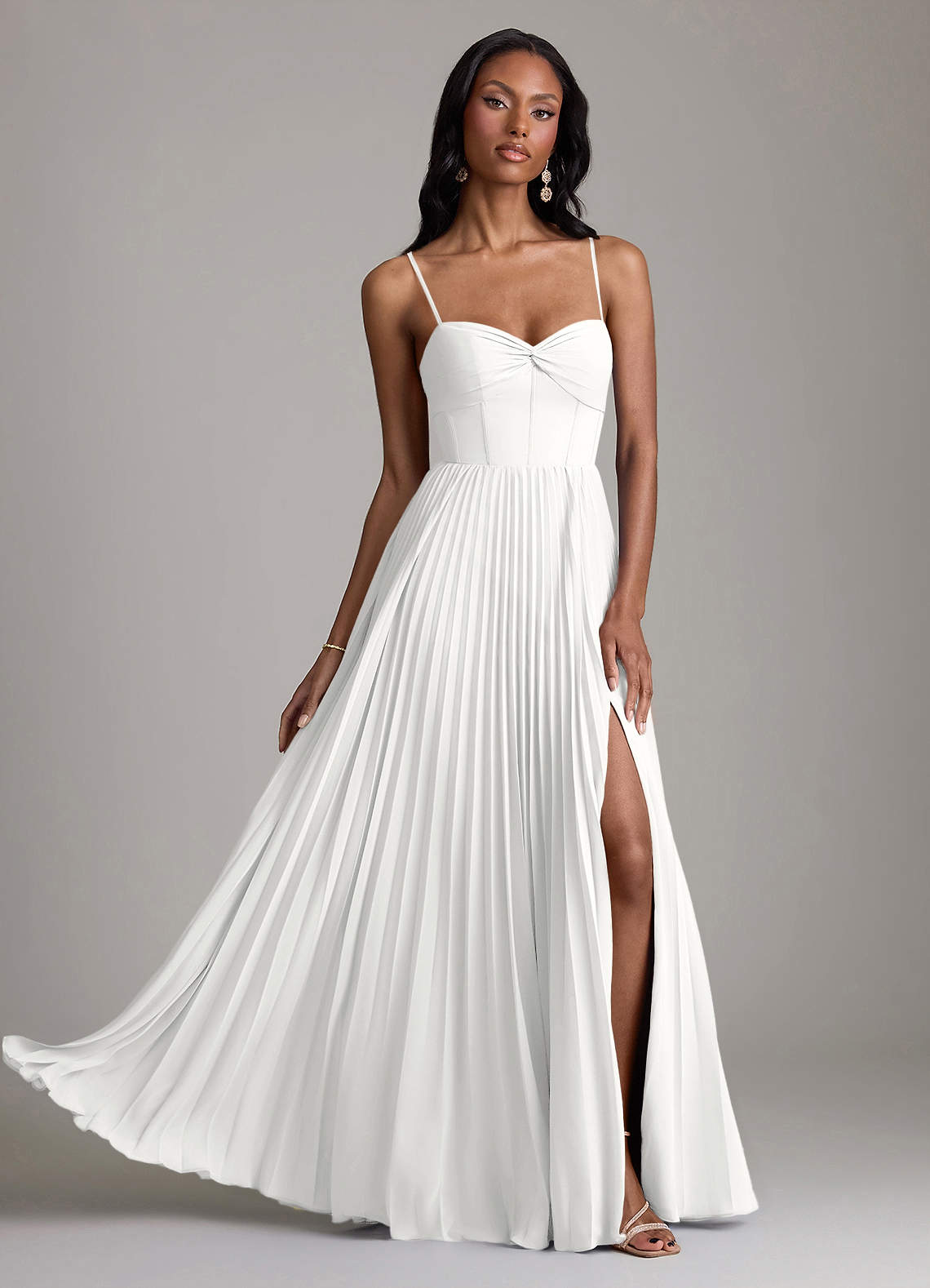white chiffon bridesmaid dress White Bridesmaid Dress Chiffon Size XL