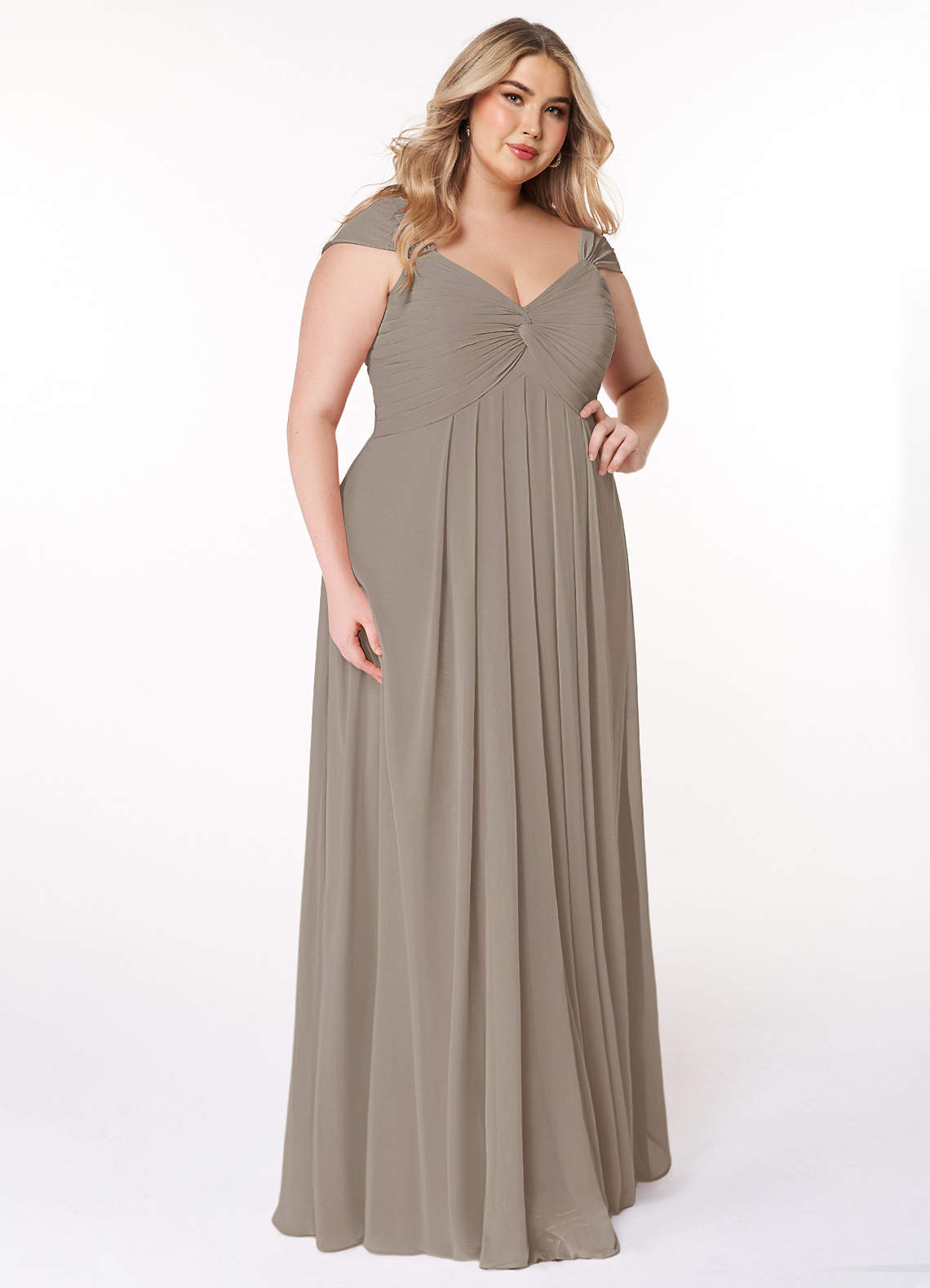 Azazie Kaitlynn Bridesmaid Dresses Empire Convertible Ruched Chiffon Floor-Length Dress image1