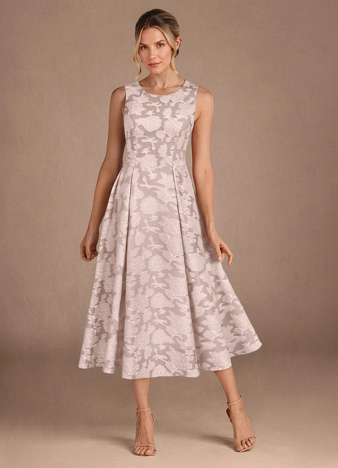 Azazie Fulton vestidos de madre de la novia Vestido de Rosa Rubor de Devorado Floral de Corte En A con Plisado image1