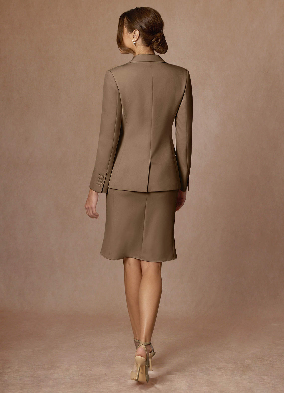 front Charlotte Truffle Refined Weave Jacket and Dress Suit Set
