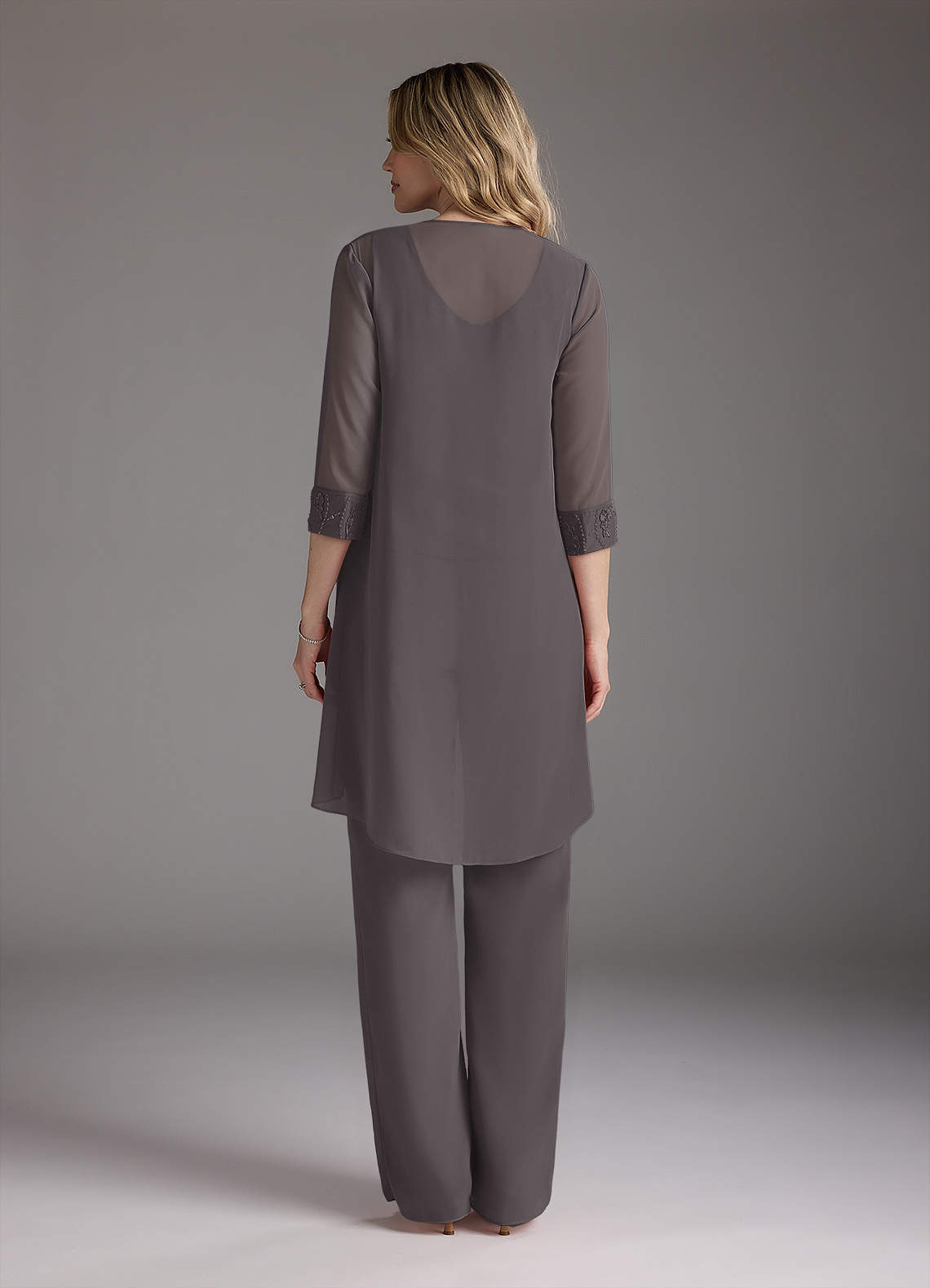 Azazie Maura Mother of the Bride Dresses Steel Grey Jumpsuit/Pantsuit Sequins Chiffon Dress image9