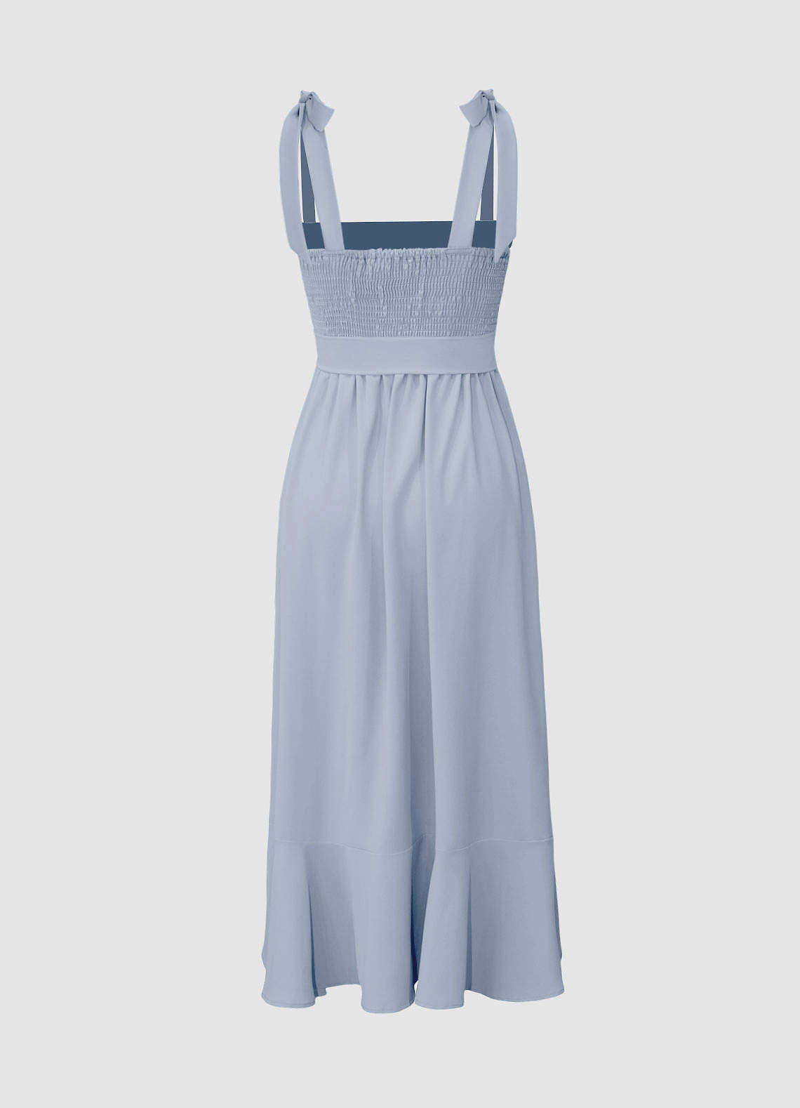 Love Of Romance French Blue Tie-Straps Ruffled Midi Dress image1
