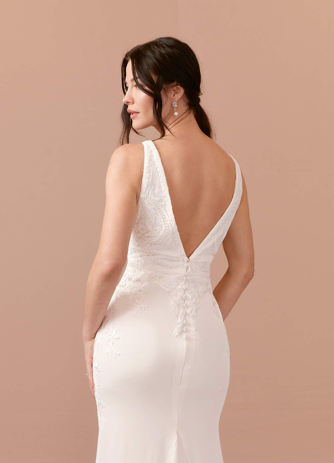 Azazie Arbor Wedding Dresses Diamond White Mermaid Lace Satin Dress image5