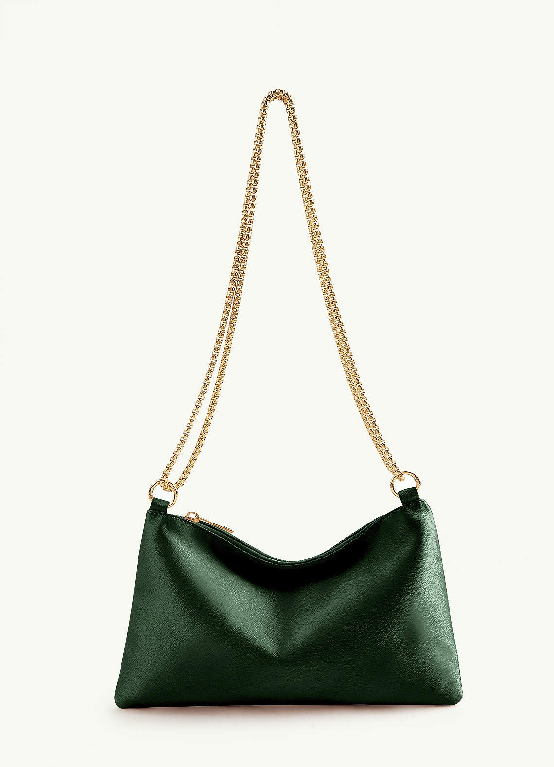 front Matching Color Metallic Satin Adjustable Shoulder Bag
