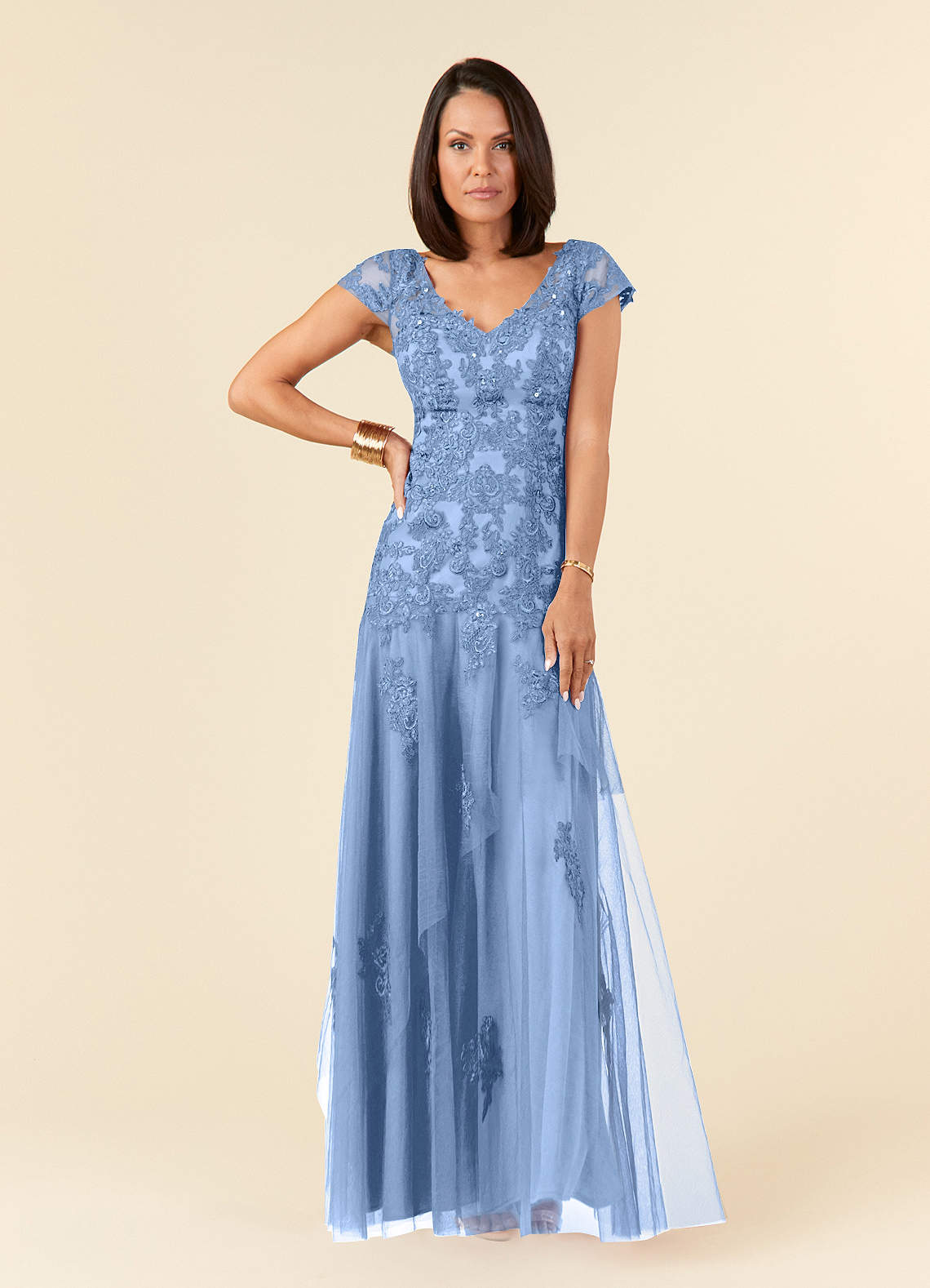 Sleeveless V-Neck Sequins Tulle Ball-Gown/Princess Maxi Dress main image 1
