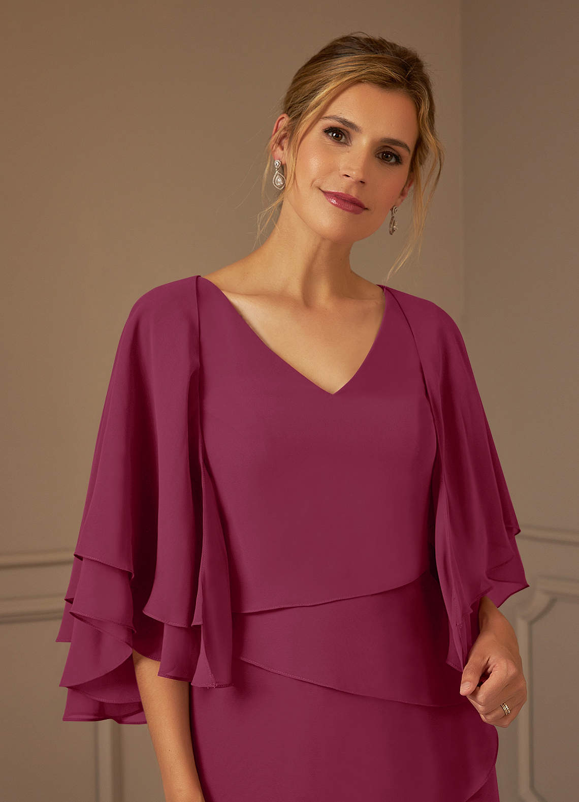 Azazie OHara vestidos de madre de la novia Vestido de Mora de Gasa de Corte en A con Cuello en V image5