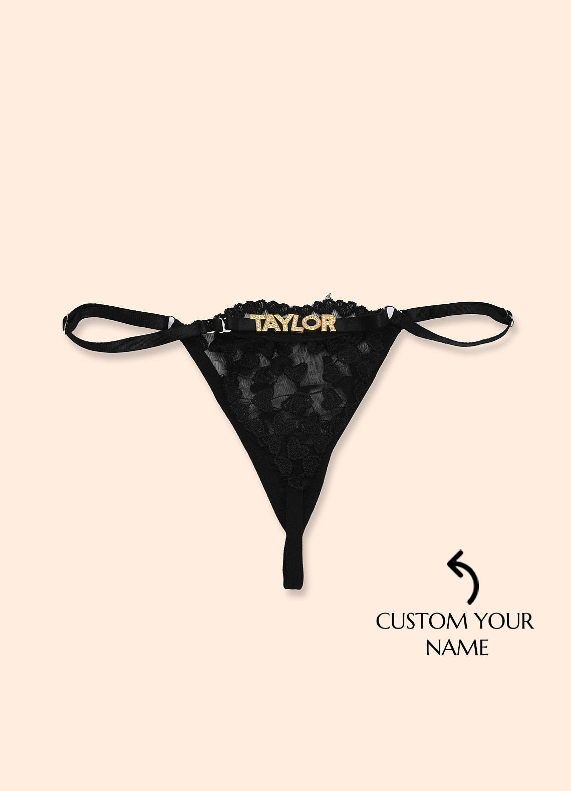 front Personalized Name Thong Custom Rhinestone Lingerie G-String