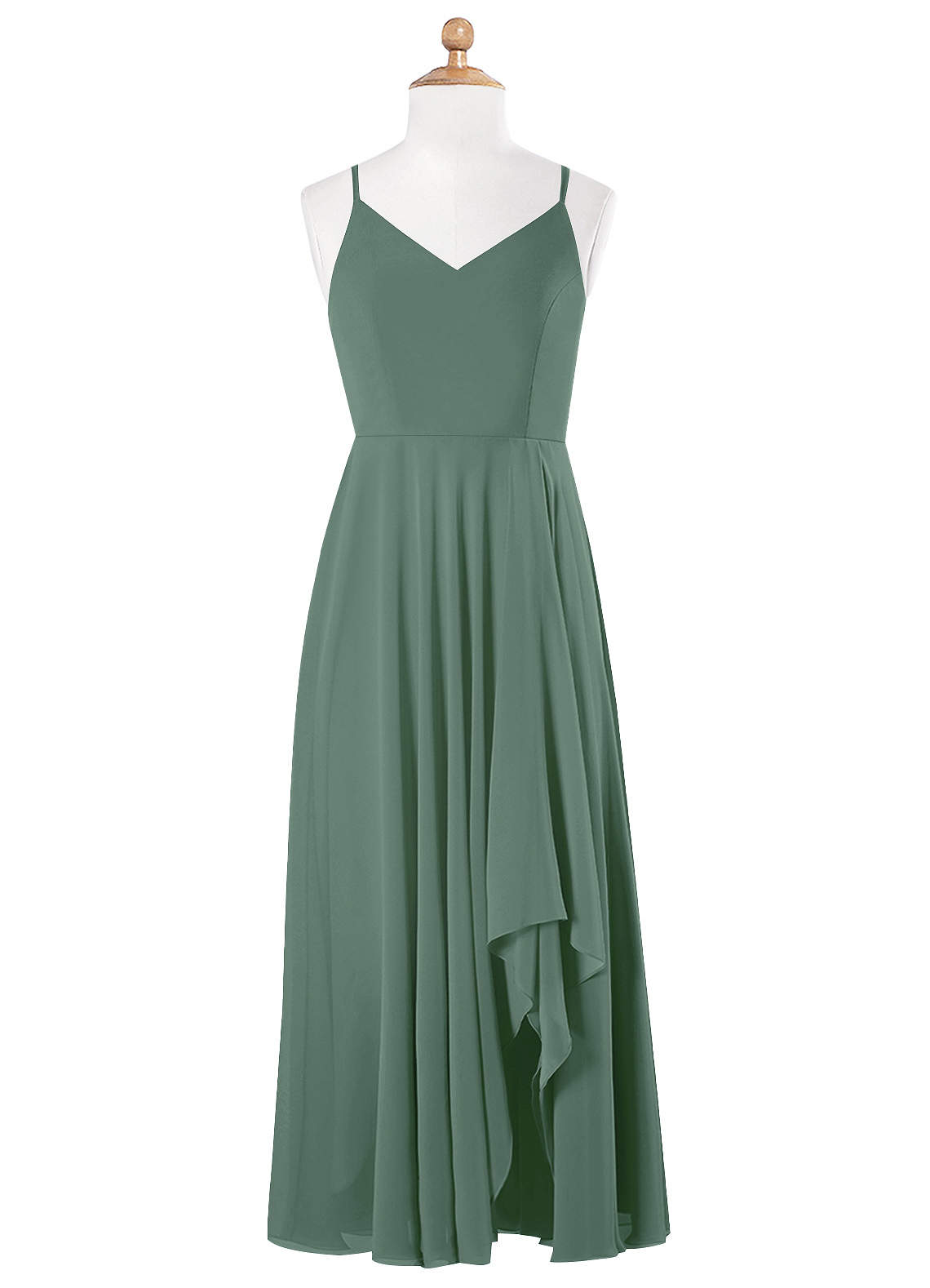 Azazie Collette Junior Eucalyptus A-Line Ruched Chiffon Dress image1