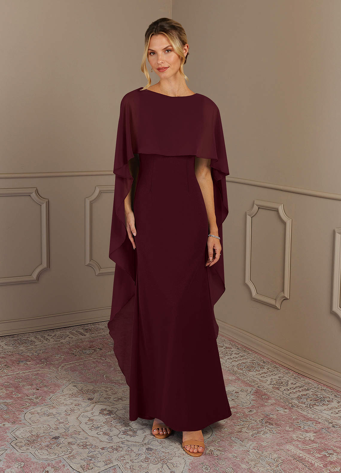 Azazie Dion Mother of the Bride Dresses Cabernet Sheath Scoop Stretch Crepe Dress image1