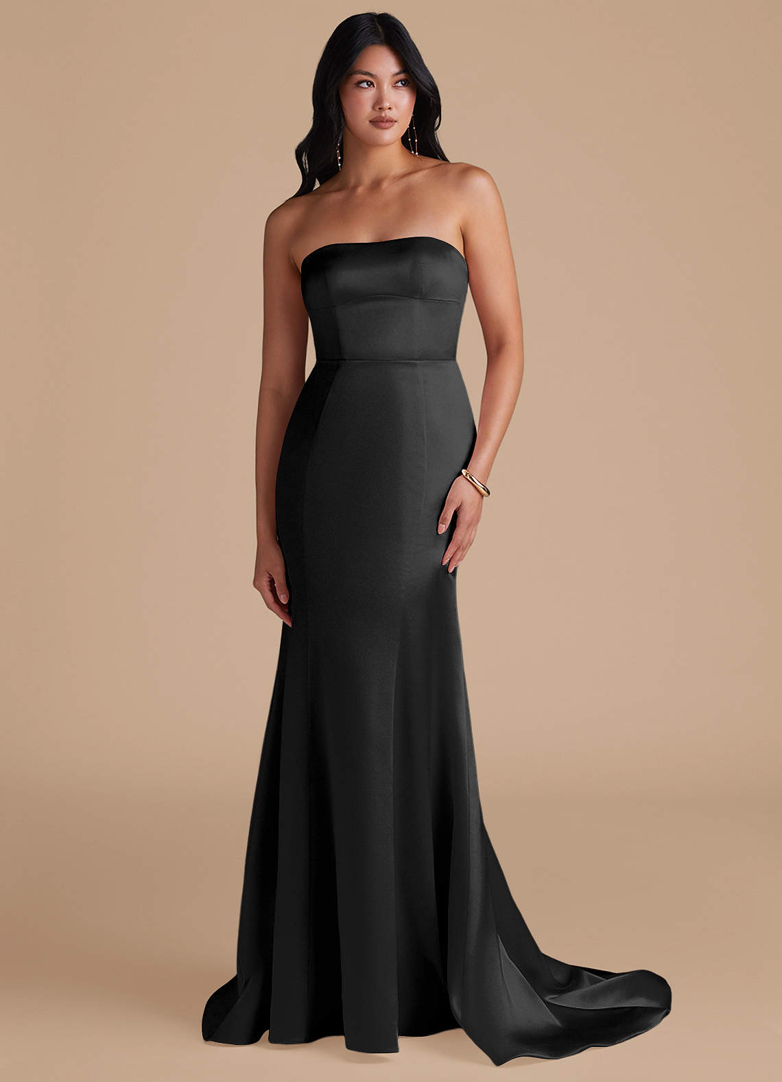 Azazie Aura Ready to Ship Black Metallic Satin Bridesmaid Dresses | Azazie