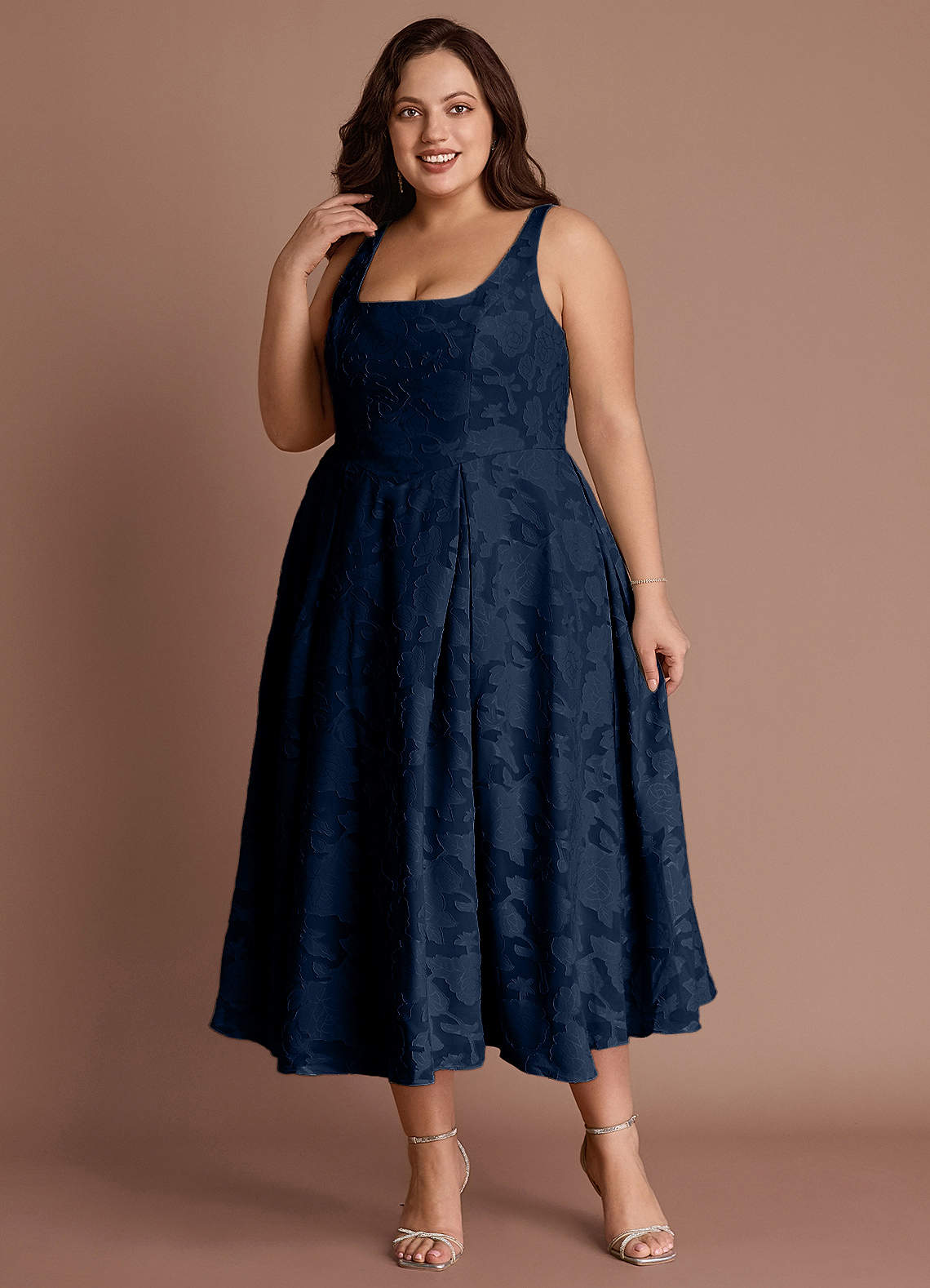 Amalie Navy A-line Midi Dress image1