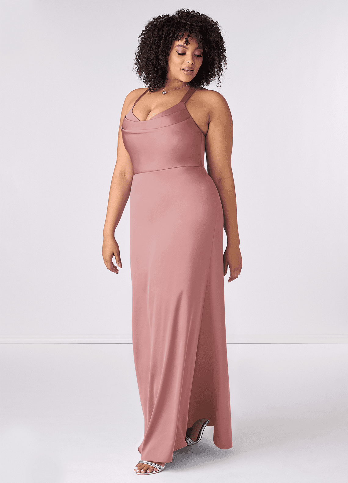 Barbie ♥ Azazie Bridesmaid Dresses Criss Cross Strap Stretch Satin Sheath Dress image7