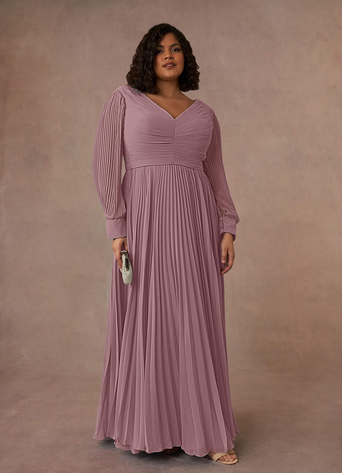 Azazie Zina Mother of the Bride Dresses Dusty Rose A-Line Pleated Chiffon Dress image6