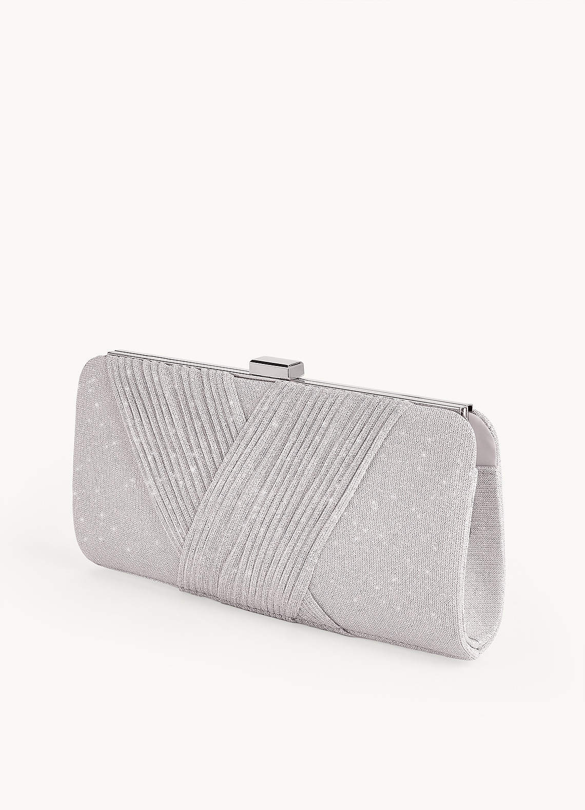 front Glitter Criss Cross Pleats Clutch Bag