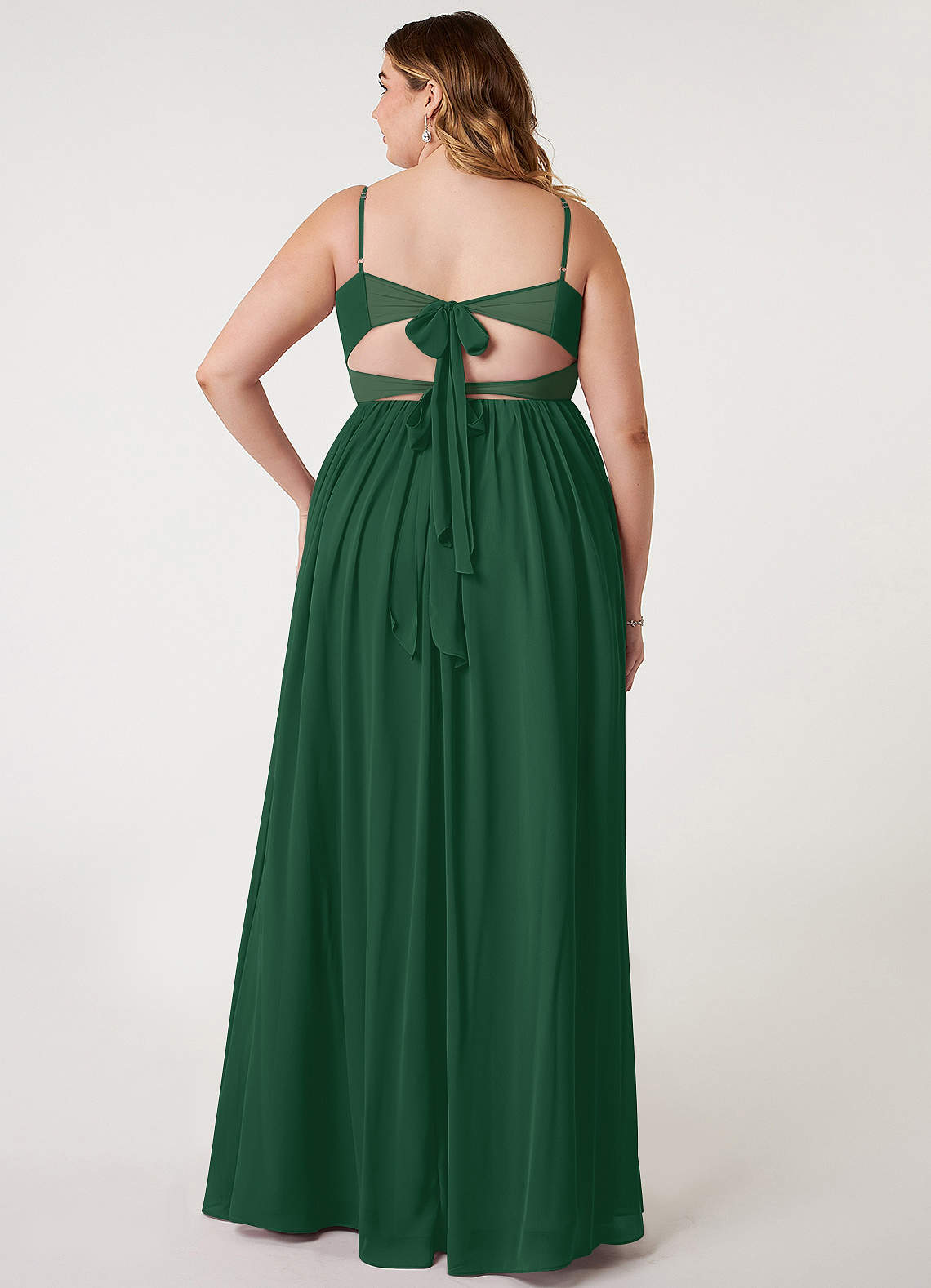 Azazie Zeya Bridesmaid Dresses Dark Green A-Line V-Neck Pleated Chiffon Dress image6