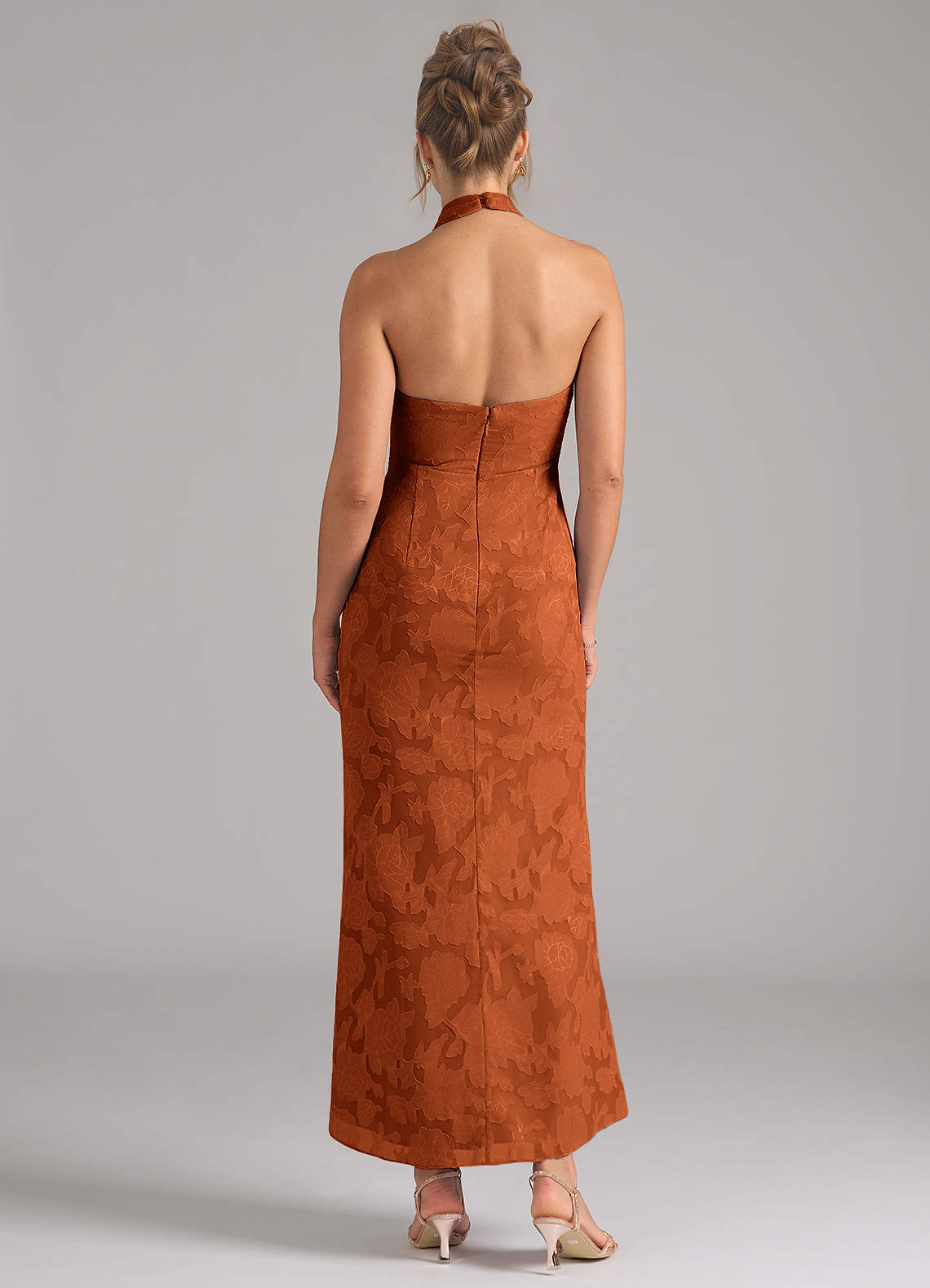 Azazie Marlissa Ready to Ship Dusty Blue Floral Burnout Bridesmaid