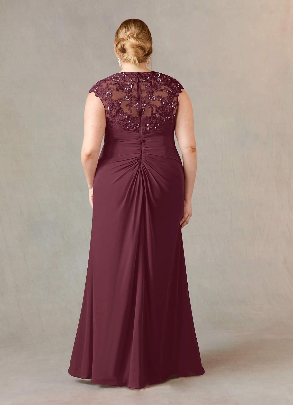 Azazie Birdie Mother of the Bride Dresses Cabernet A-Line Queen Anne Sequins Chiffon Dress image7
