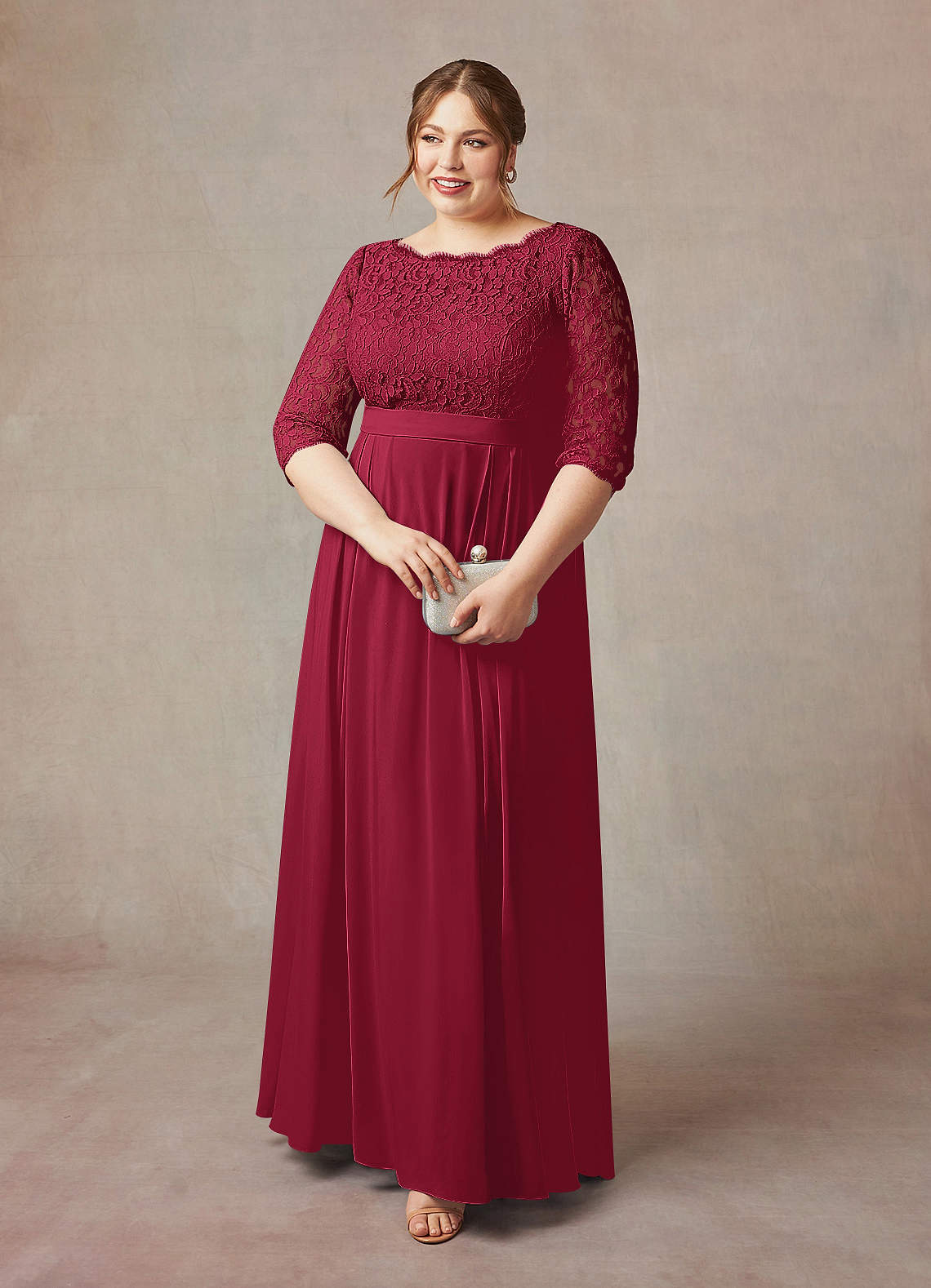 Azazie Lucianna Kleider für die Brautmutter A-Linie Spitze Kleid Burgunderrot image1