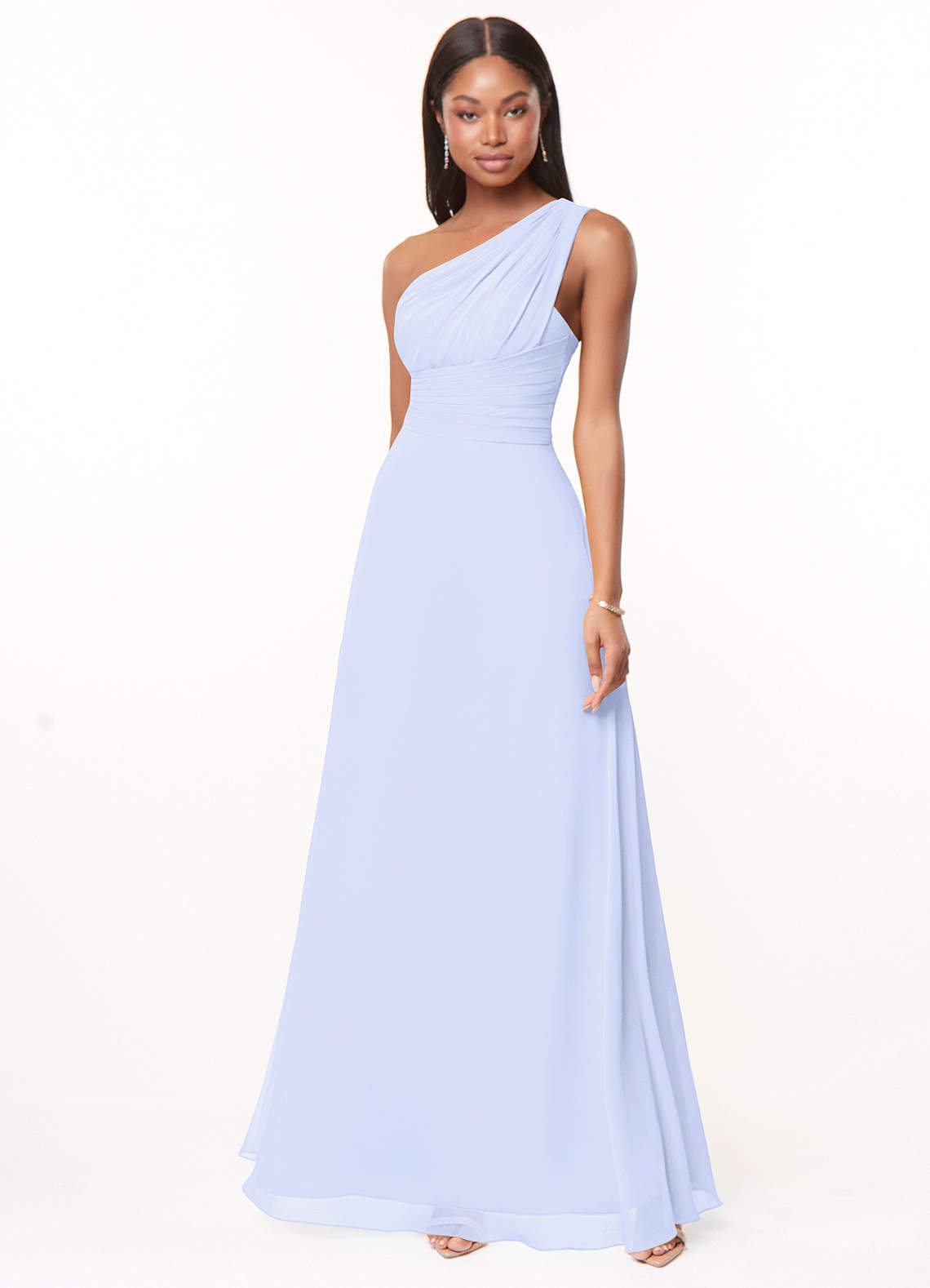 Azazie Ashley Bridesmaid Dresses Lavender A-Line Ruched Chiffon Dress image1