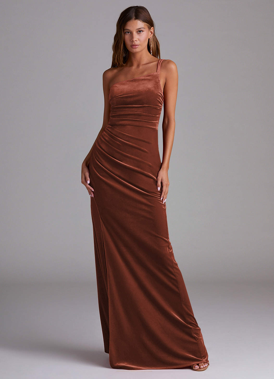Azazie Eren Ready to Ship Blue Topaz Velvet Bridesmaid Dresses