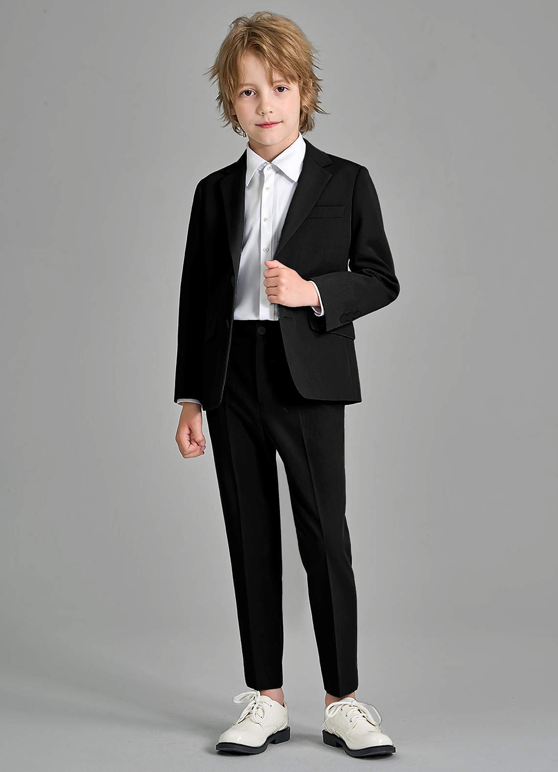 front Oliver Boys Black 2-Piece Suit