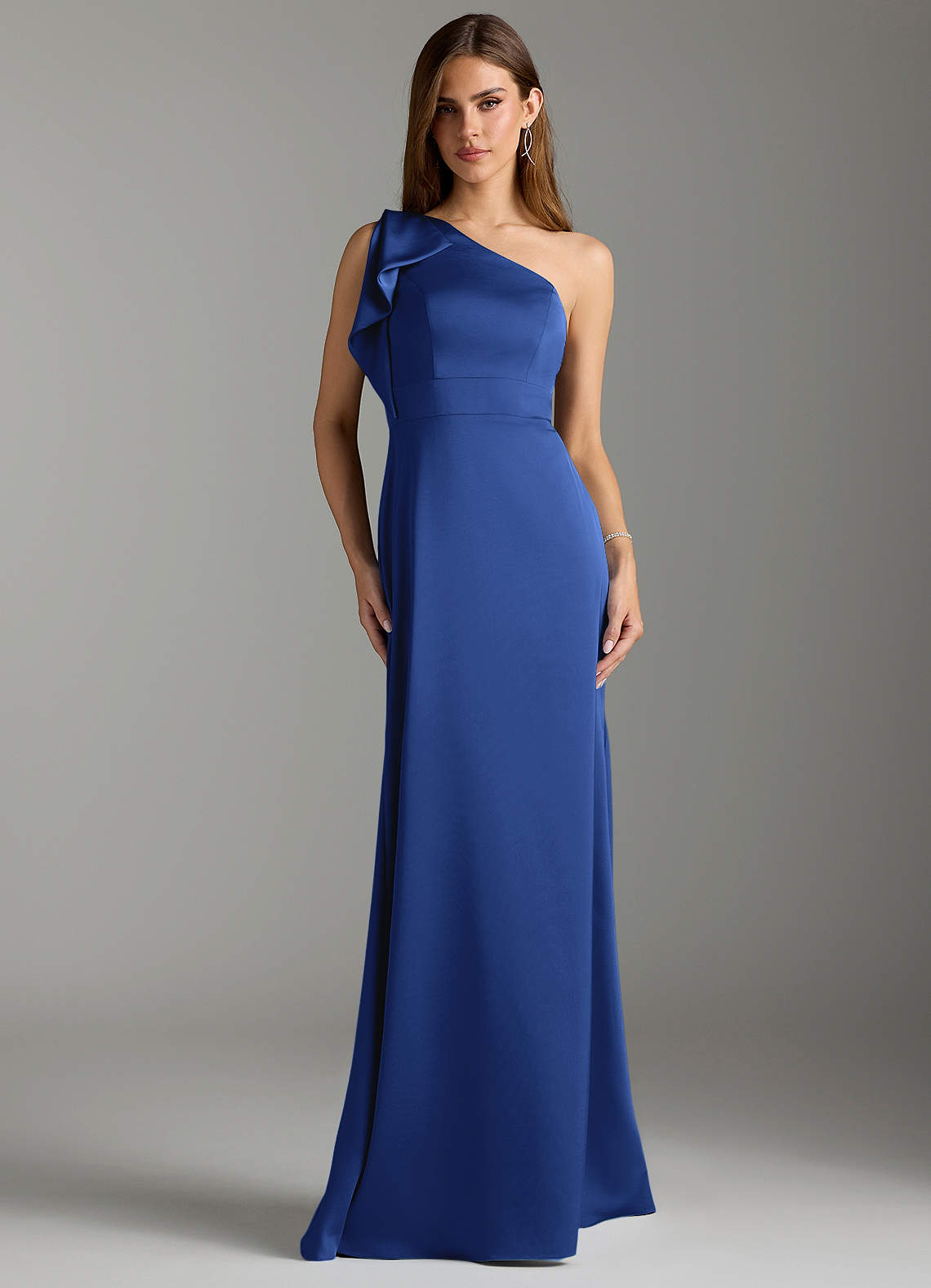 Azazie Rinna Bridesmaid Dresses Royal Blue Mermaid Ruched Stretch Satin Dress image1