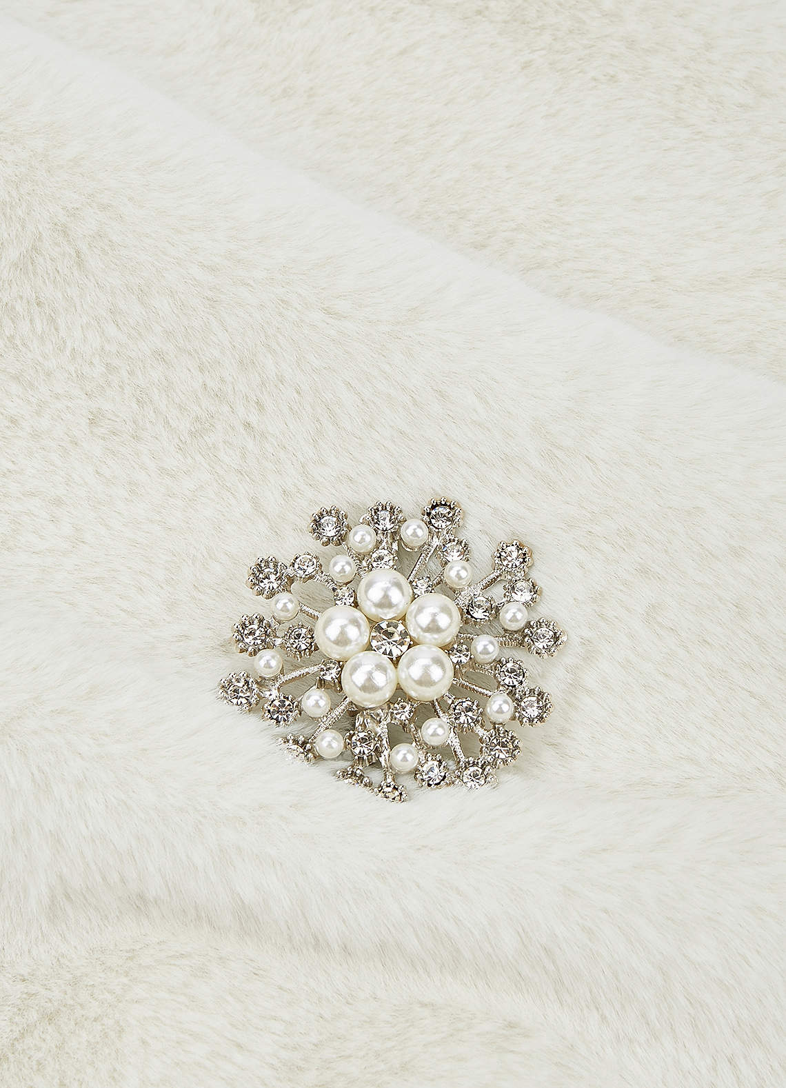 front Brooch Faux Fur Cape