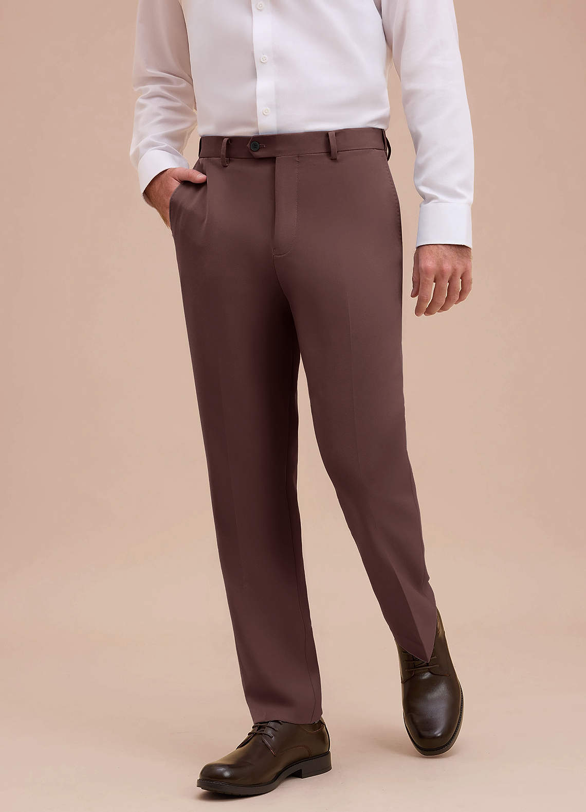front Ethan Espresso Refined Weave Performance Dress Pants