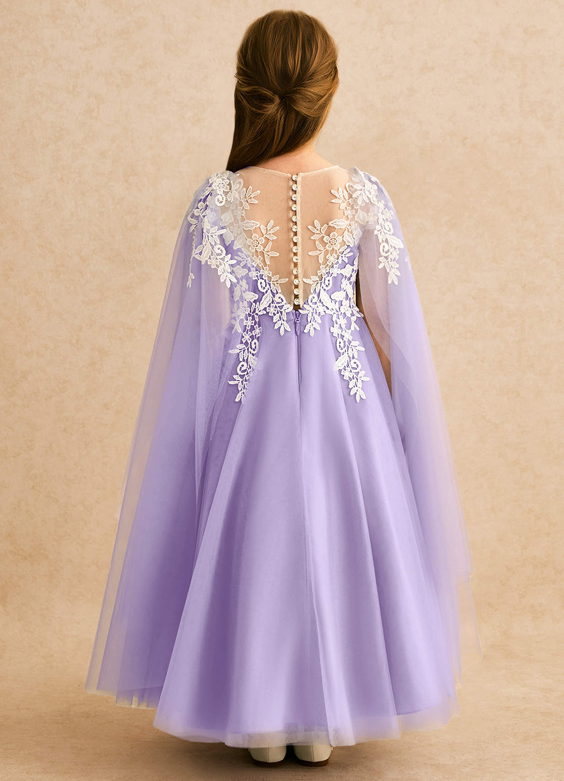 Azazie Dandelion Robe Demoiselle D'honneur Fillette Robe Princesse en Dentelle Lilas image1