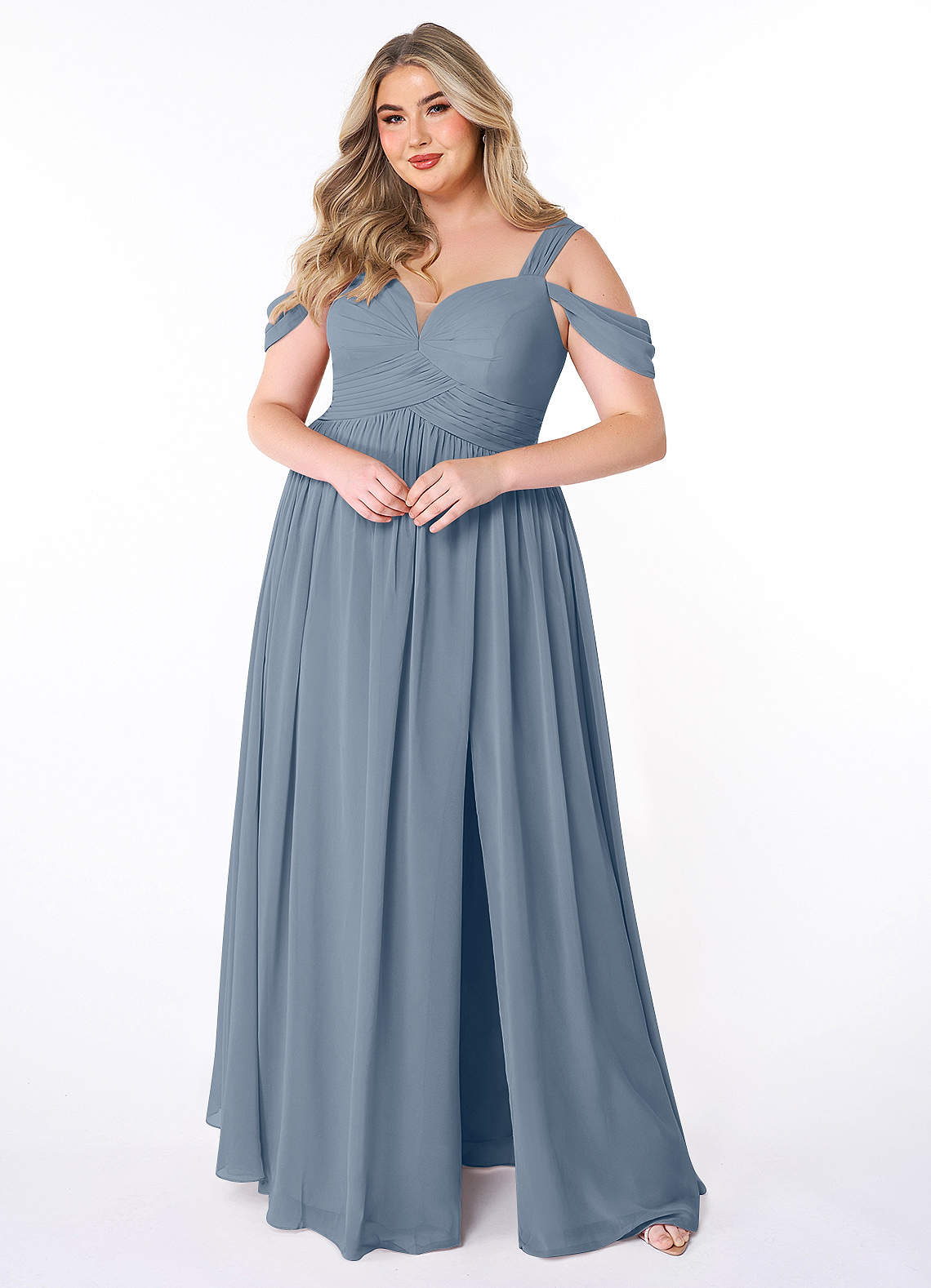 Azazie Lianne Bridesmaid Dresses Twilight A-Line Off the Shoulder Chiffon Dress image1