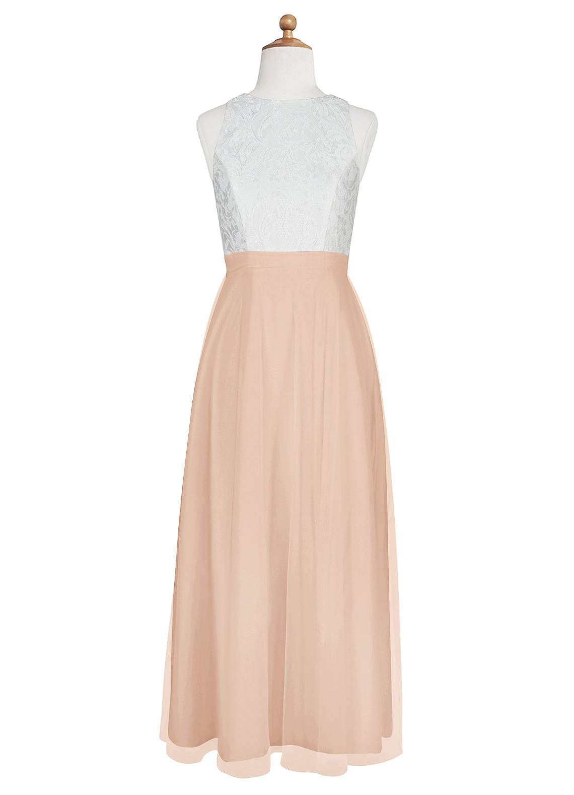 Azazie Albertine Junior Vestido de Rosa Inglesa de Gasa de Corte en A con Encaje image6