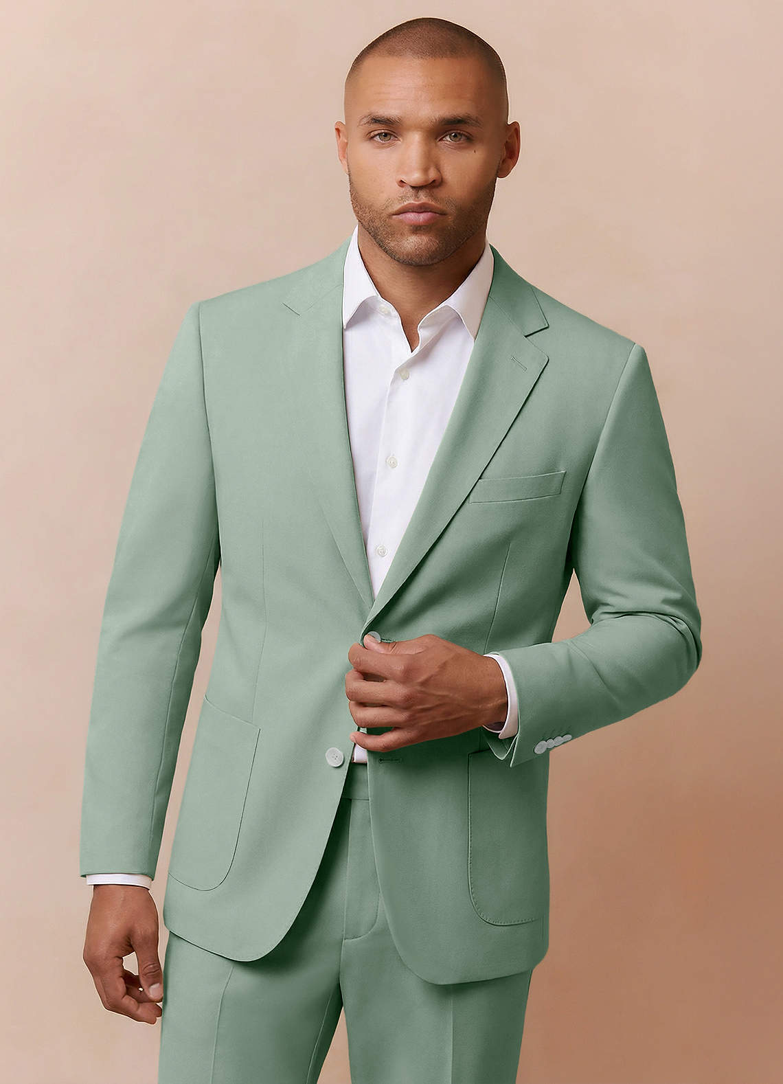 front Owen Dusty Sage Lightweight Tailored Suit Jacket