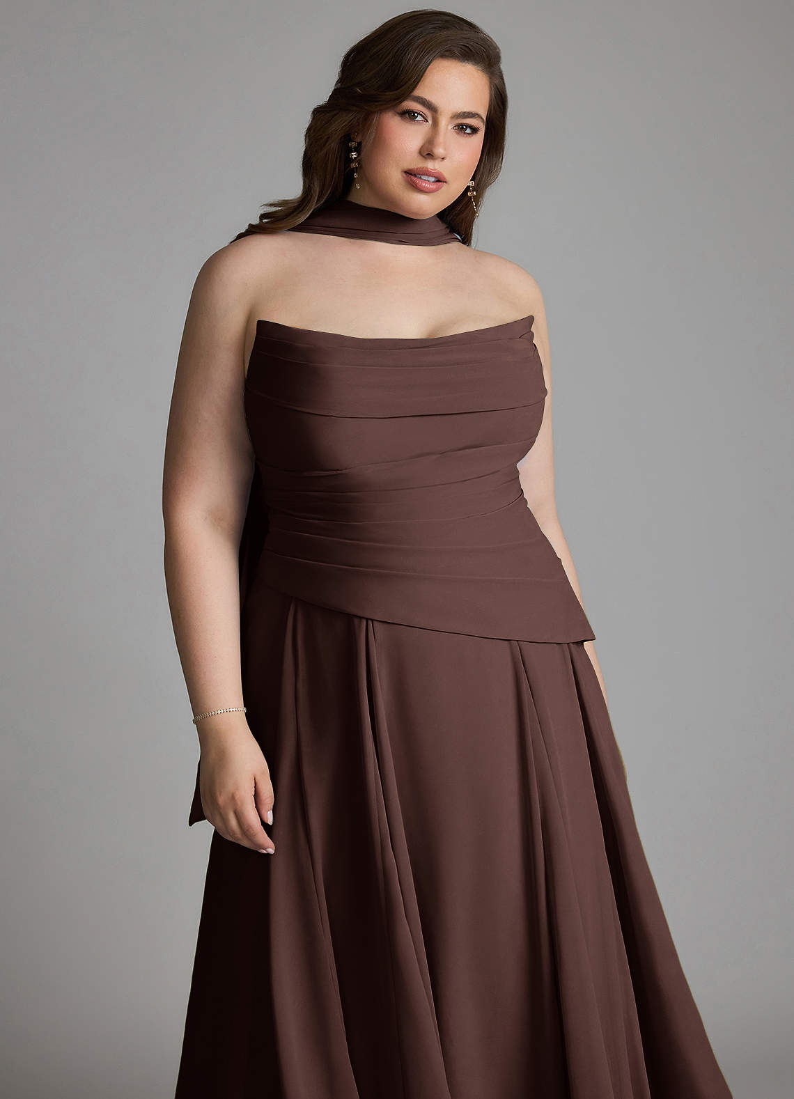 Azazie Gabriela Bridesmaid Dresses Ganache A-Line Corset Chiffon Dress image20