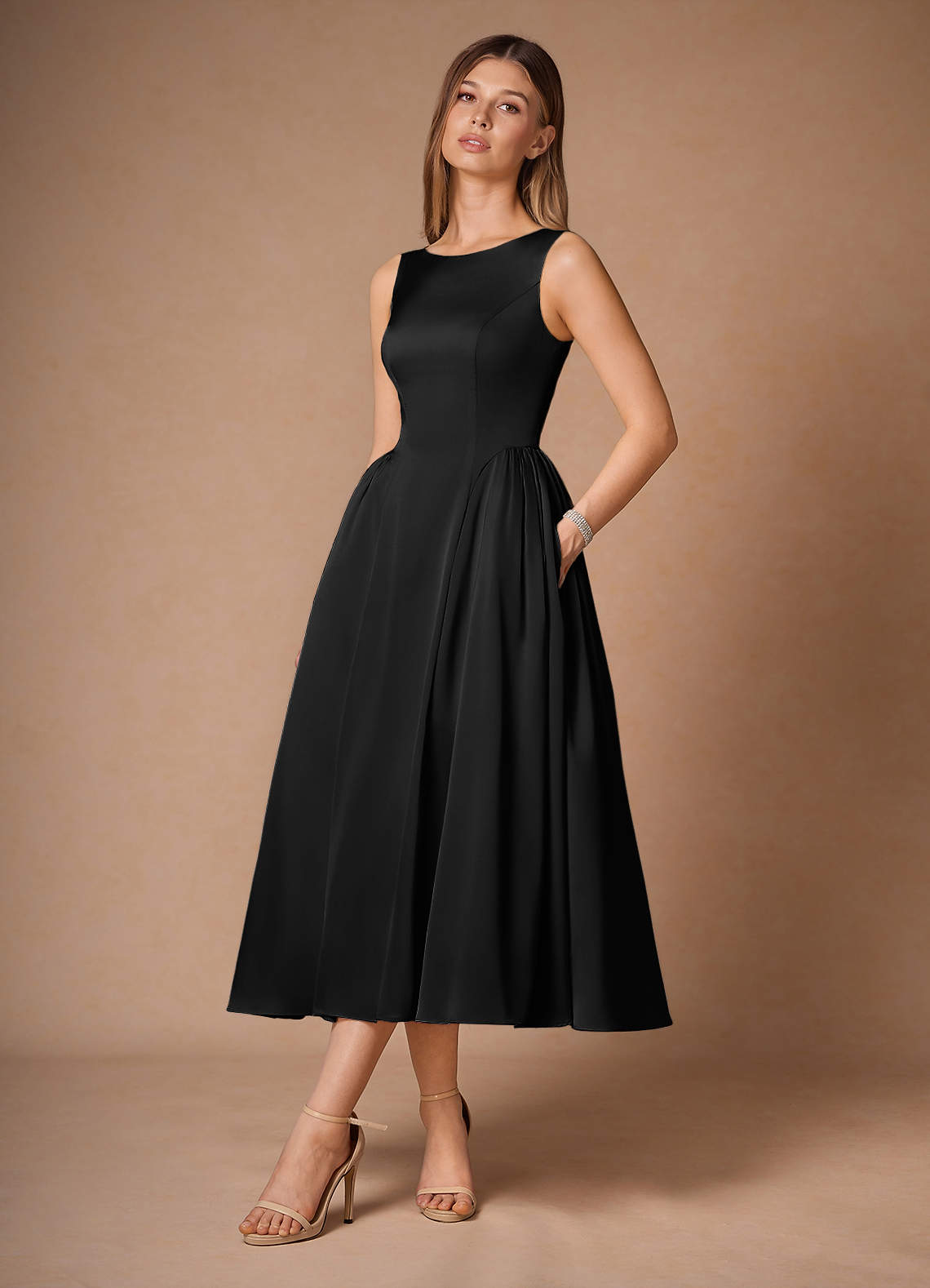 slim fit dress slacks Black Rhinestone Trim Midi Dress - Event Dresses main image 0