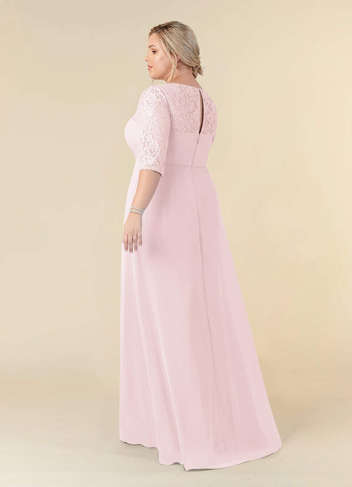 Blush Pink A Line Floor Length Mother Of The Bridal Dresses Scoop