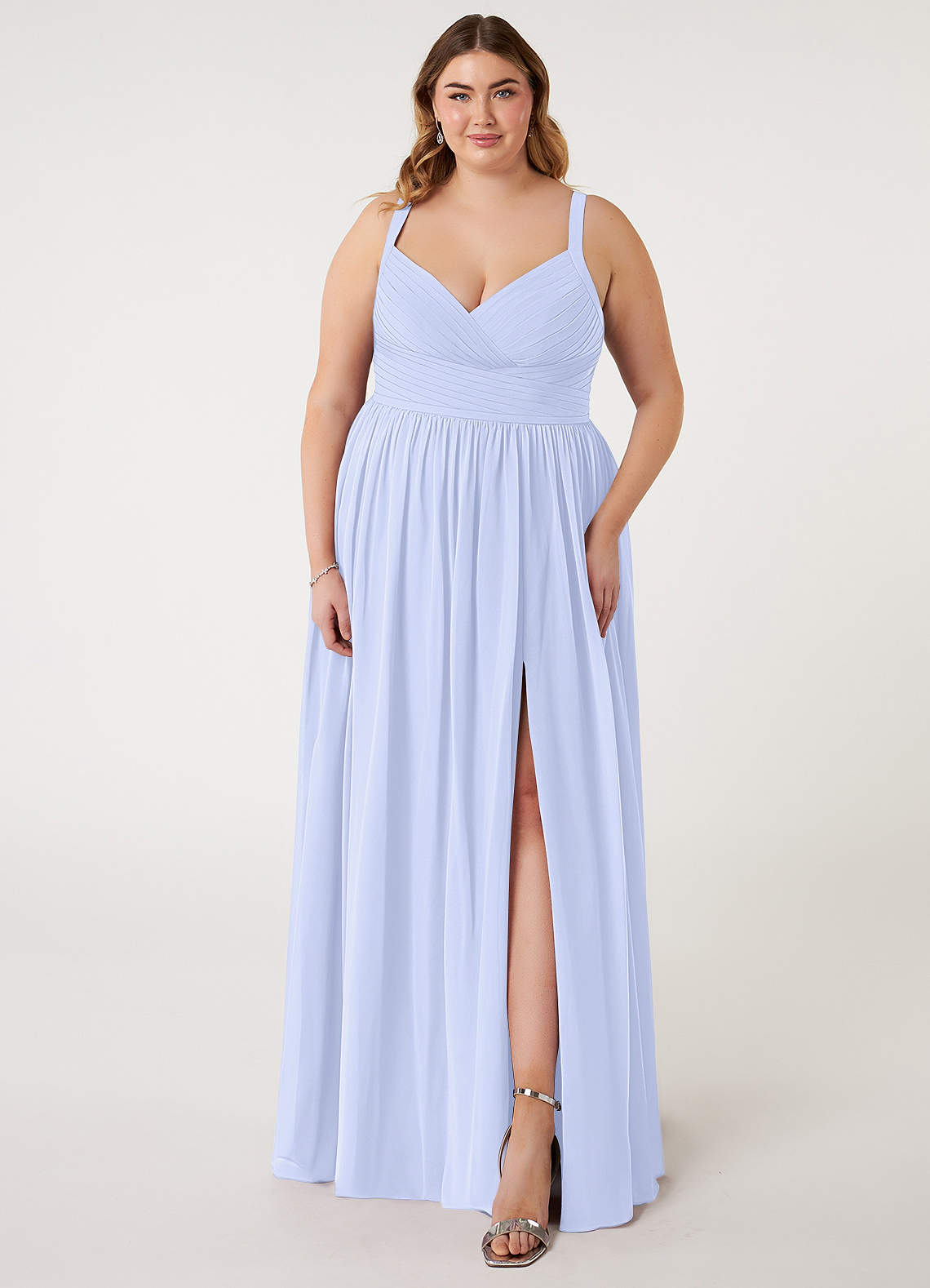 Azazie Chanel Brautjungfernkleider A-Linie Plissee Chiffon Kleid Lavendel image1