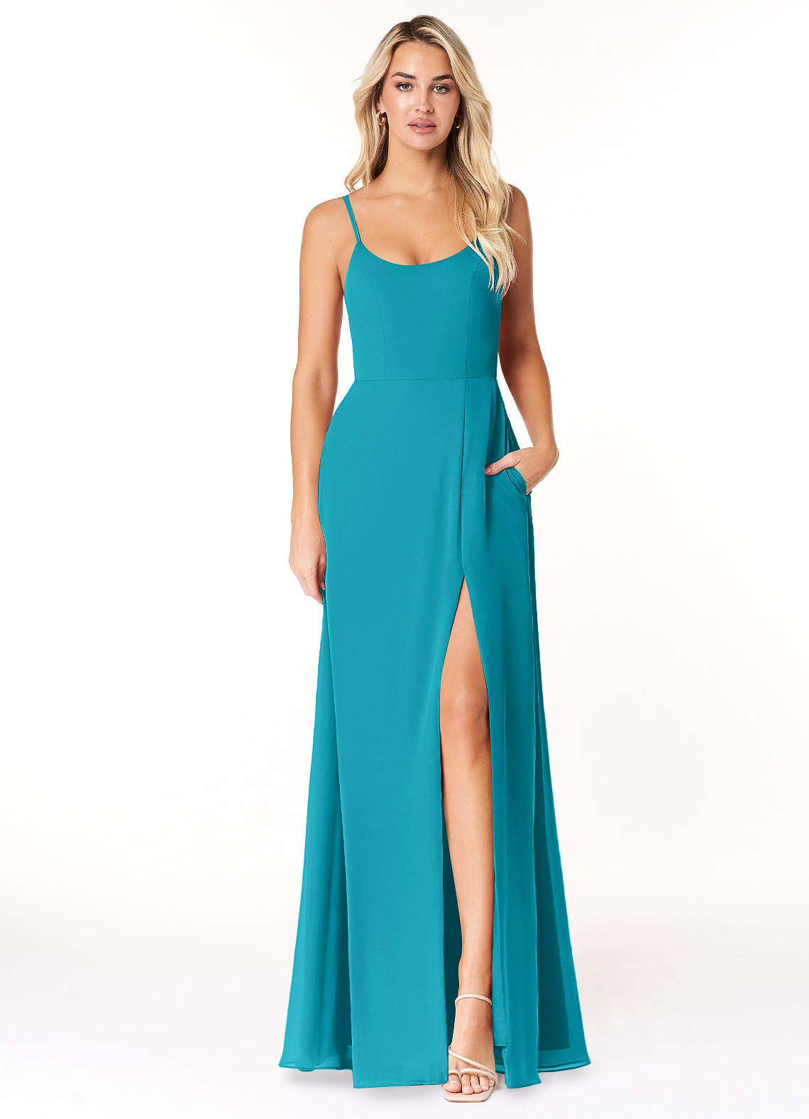 Azazie Moira Bridesmaid Dresses Jade A-Line Scoop Chiffon Dress image1
