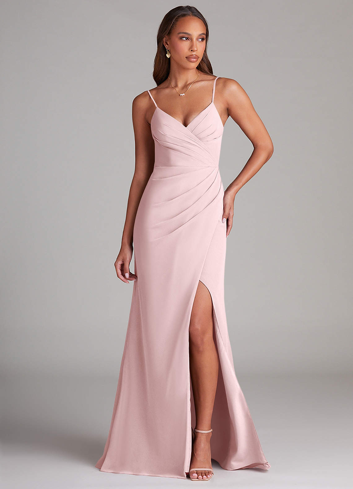 Pink Pleated Chiffon Dress