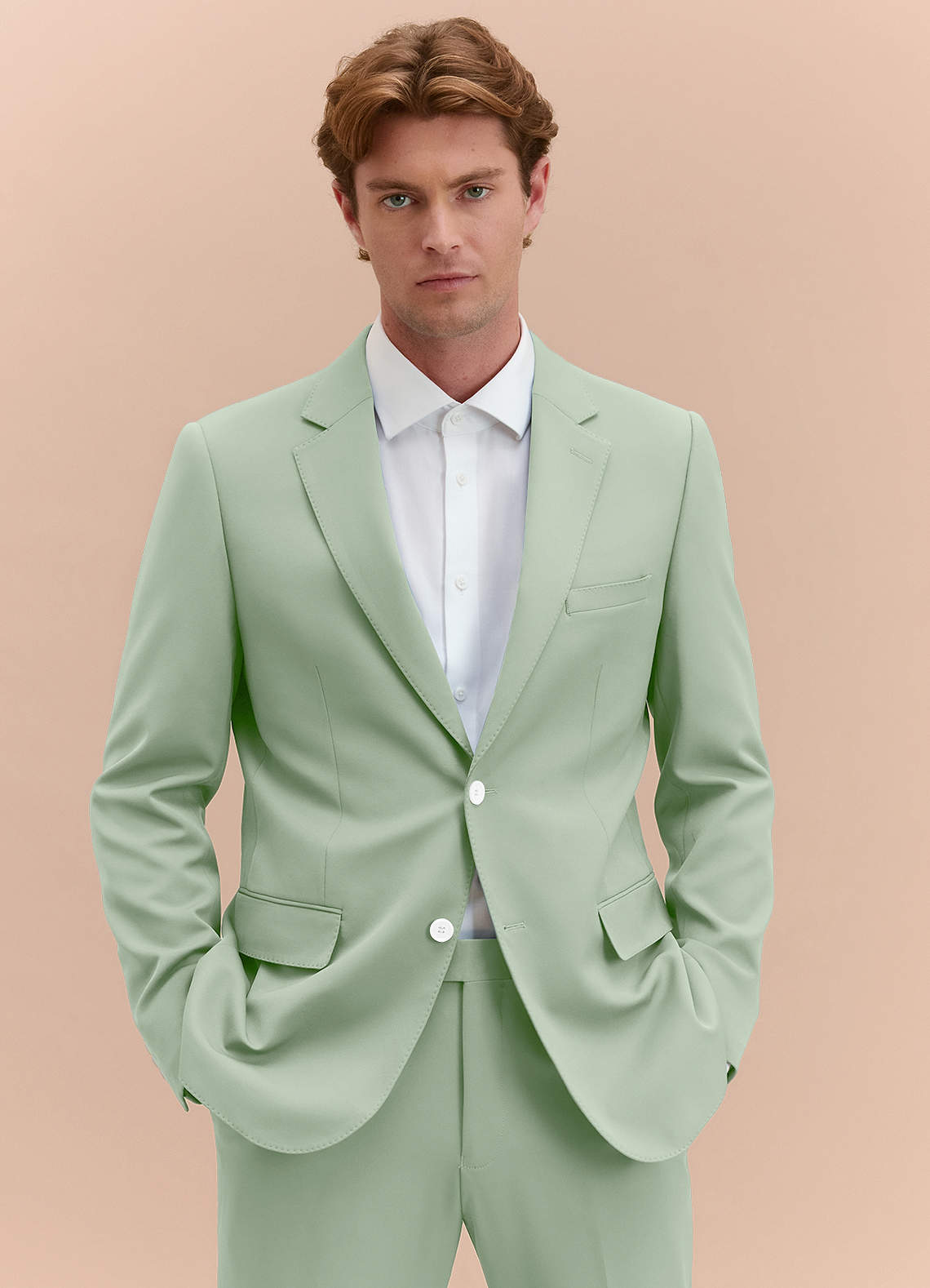 front James Dusty Sage Structured Stretch Suit Jacket