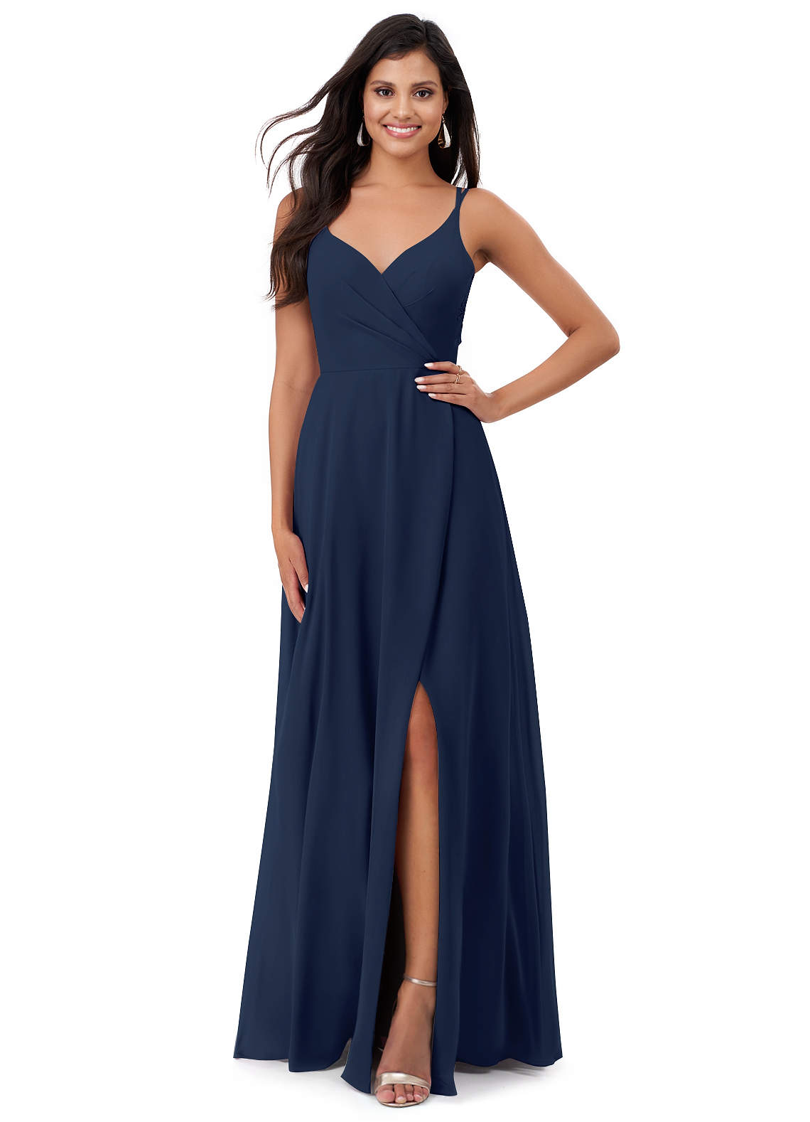 Azazie Lennon Dark Navy Chiffon Bridesmaid Dresses | Azazie
