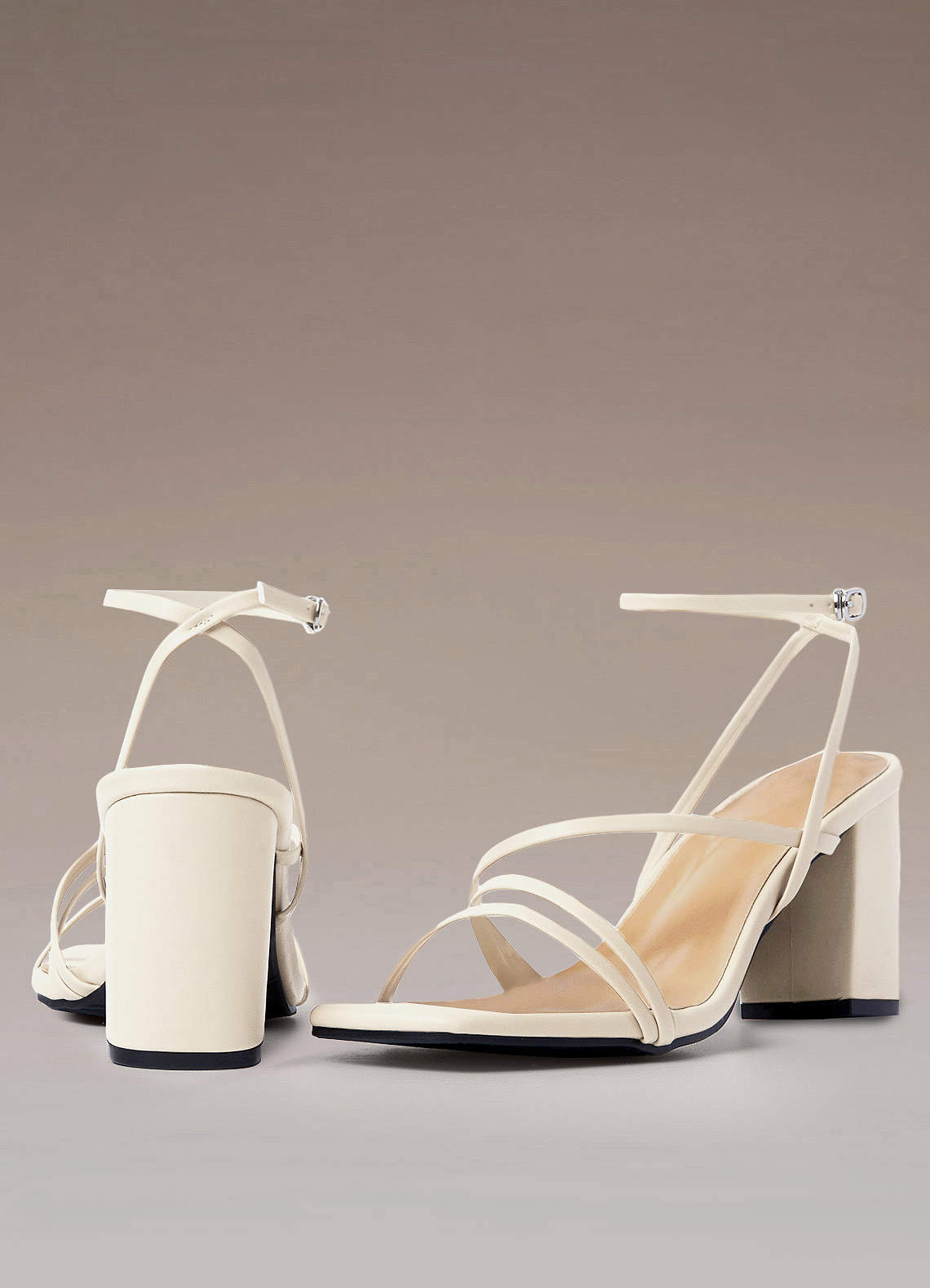 White Ankle Strap Block Heel Sandals Azazie