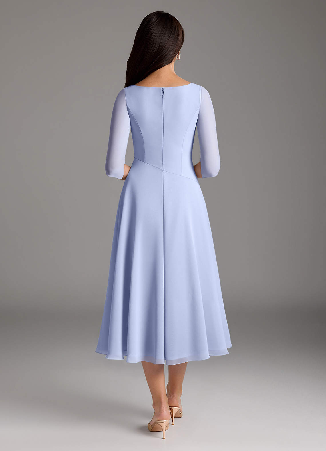 Azazie Durant At-home Try On Dresses Agave A-Line Pleated Chiffon Dress image2