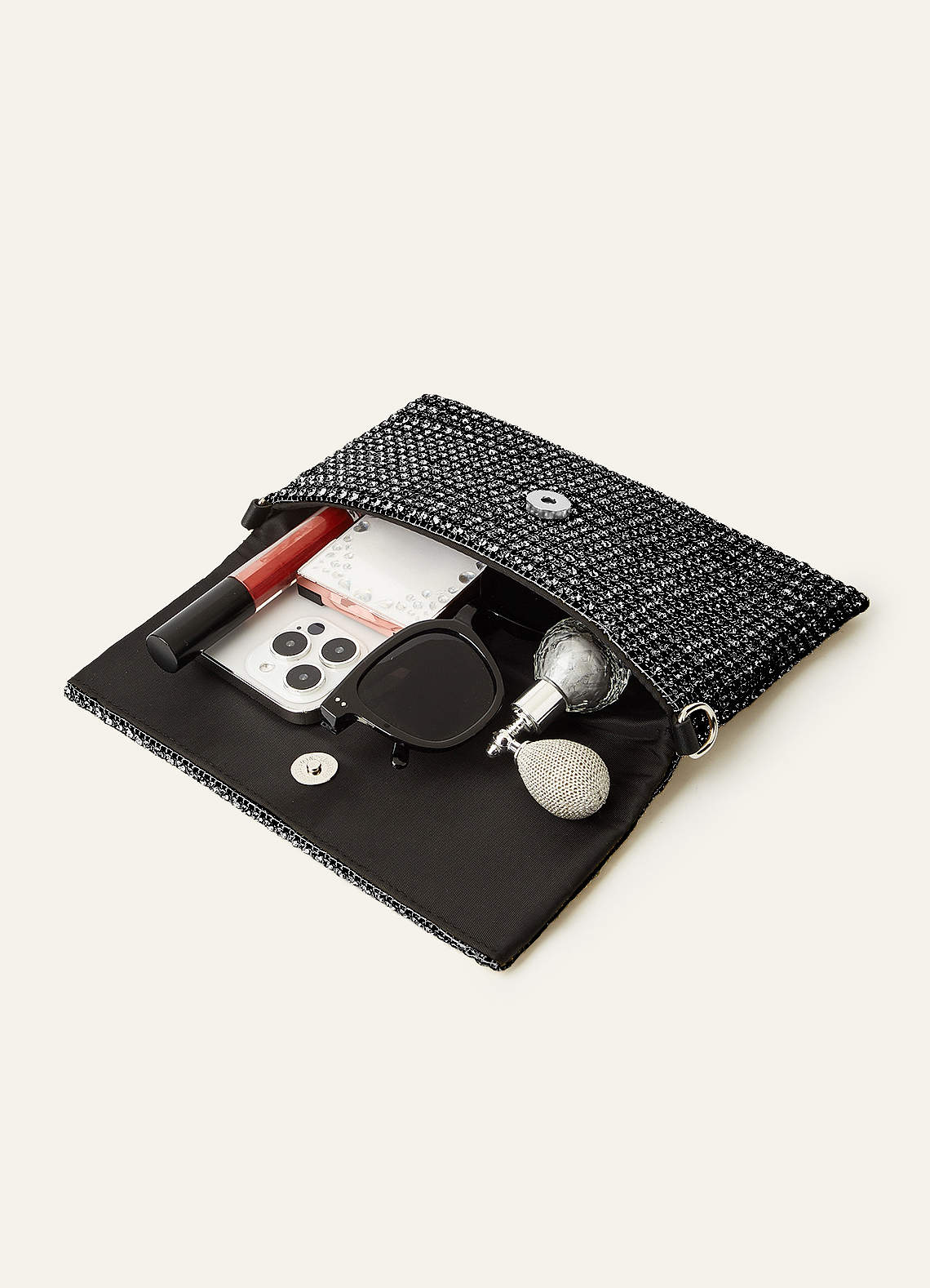 front Crystal Embellished Envelope Clutch
