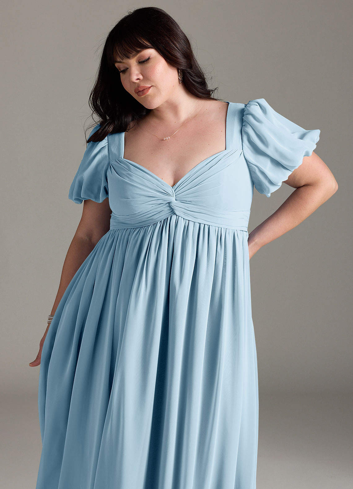 Azazie Madisynn Maternity Bridesmaid Dresses Bow Chiffon Floor-Length Dress image8